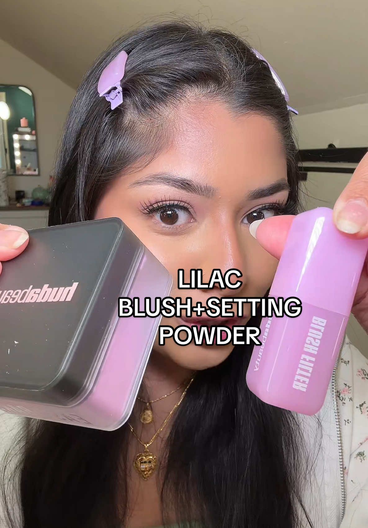 🍠💜 @hudabeautyshop @Huda Beauty UBE blush filter + UBE Birthday Cake setting powder has arrived my girliessssss @Huda  #browngirlmakeup #hudabeautyeasybake #hudabeauty #browngirltiktok #beautytutorial #makeuptutorial #purpleblush 