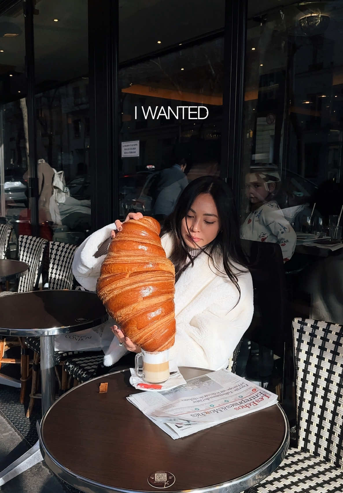 Just a girl and her croissant 🥐 Would you try this giant croissant for €32? 📍 Philippe Conticini 42 Rue de l'Annonciation, Paris, France #jrxchetravelsparis #croissantlover #croissant🥐 #pariscafe #paristrip 