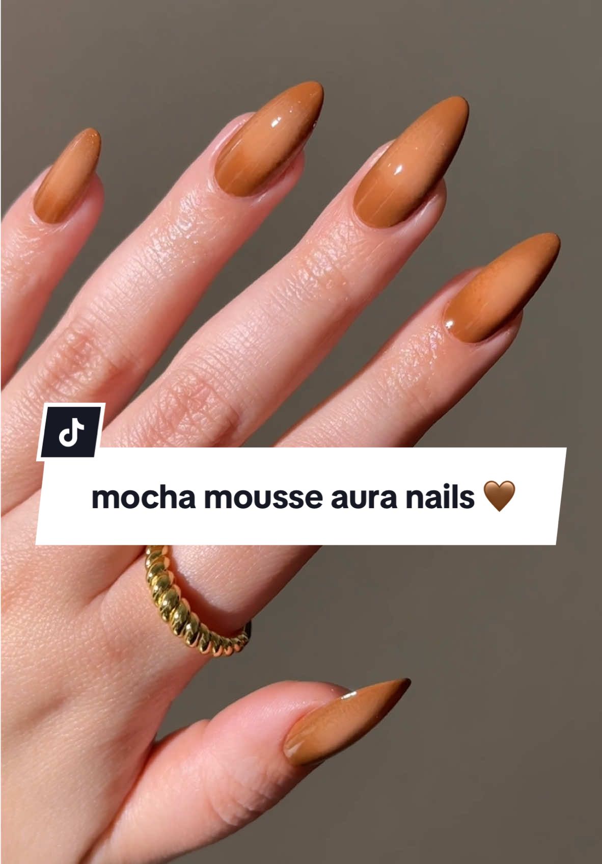 mocha mousse aura nails 🤎 products used: americano, cappuccino, & totally gelly.  #nails #nailartvideos #auranails #pantone #mochamousse #coloroftheyear #brownnails #nailtutorials #nailtrends 