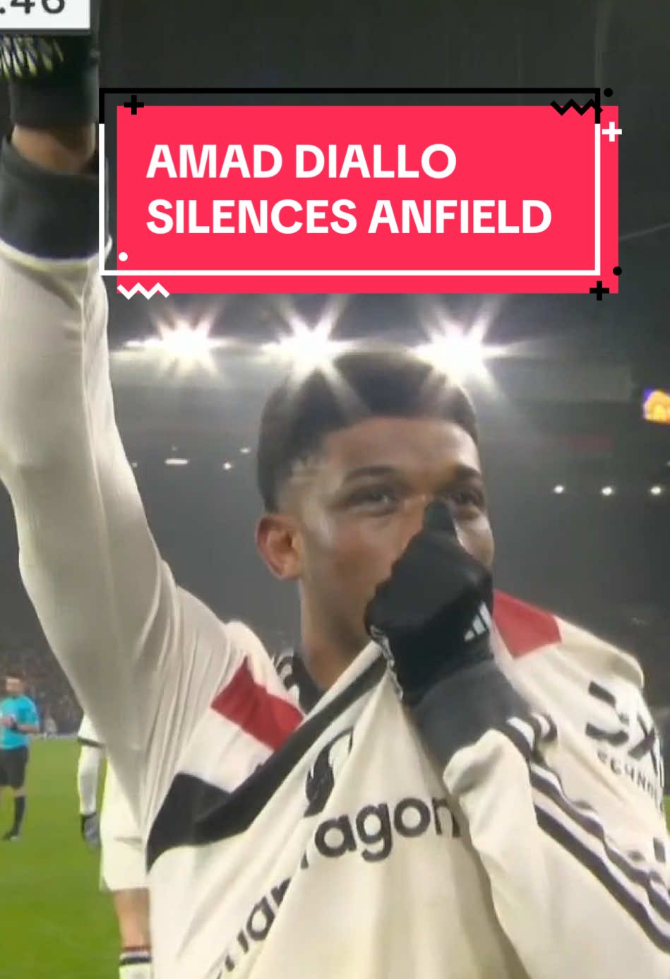 ANFIELD IS SPEECHLESS. 😲 Amad Diallo scores for Man United to level it up AGAIN. #Soccer #PremierLeague #manunited 