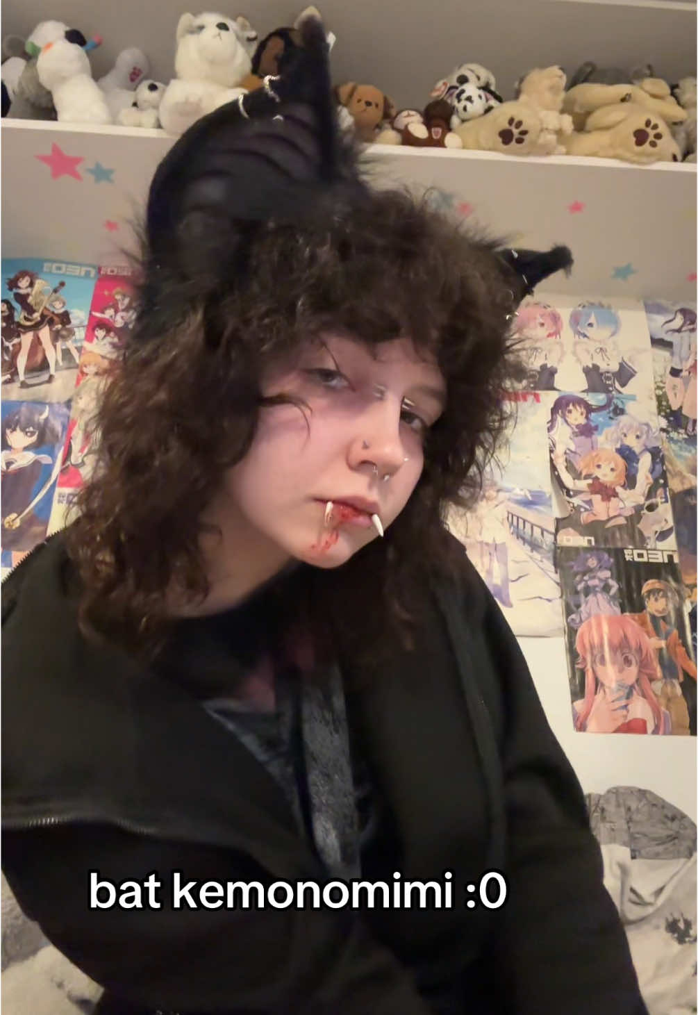 ill be making some proper wings at smpoint but rn this hoodie will do :3 (thank u to kip for buying the ears off my throne) #kemonomimi #batboy #kōmorimimi 