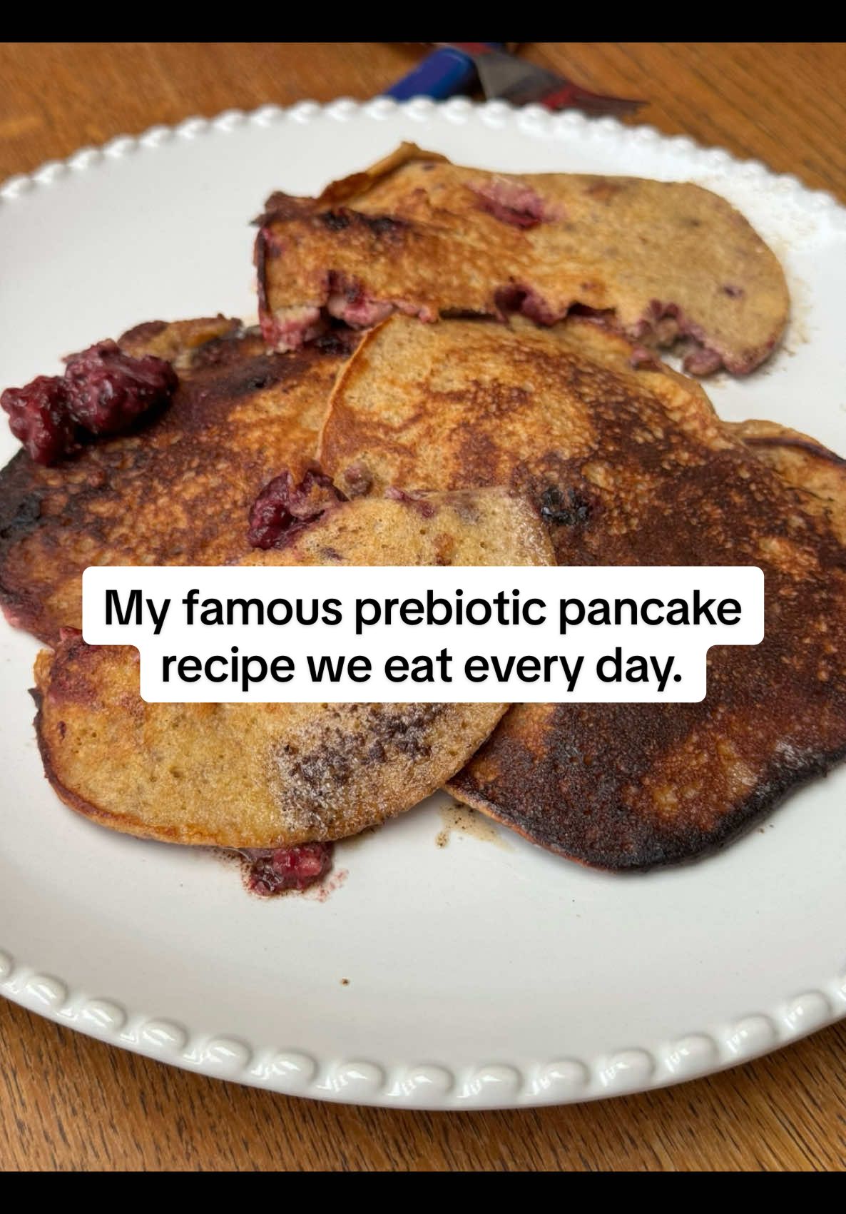 I am ALWAYS asked about my pancakes. I make these for my fam most mornings. They are quick and easy and healthy and they fill you up. I like to cook them in lashings of butter to make them even more sumptuous. I often add bananas and blackberries too. Sometimes peanut butter and a smidge of honey. The one thing i'd say is go easy easy on the kefir. Literally only add a tiny splash or the consistency changes and they're really hard to flip. Quite nice to add things like yoghurt, bacon or honey afterwards once cooked. I feel like they're a handy prebiotic (great for me given that I've come off a 6 week course of anti b's (becoming a little too standard)... My belief is that a prebiotic food is a food that contains fibers and natural sugars that help good bacteria grow in the gut. Prebiotics work with probiotics, which are healthy bacteria or yeasts, to improve health. Obviously if you've got any gut issues consult a doc or dietician before trying new things. My gut health is a total learning by doing exercise!!! #healthyeating #healthyrecipes #healthybreakfast #paleopancakes #healthypancakes #pancakes #prebiotic #prebioticrecipe #ibd #ibdawareness #familyrecipe #whatmytoddlereats 