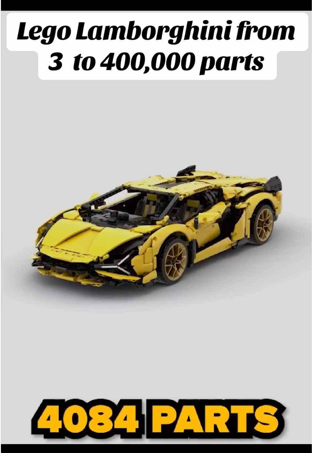 Lego Lamborghini in different scales from 3 to 400000 parts #lego #buildscomparison #legolamborghini #lamborghini 