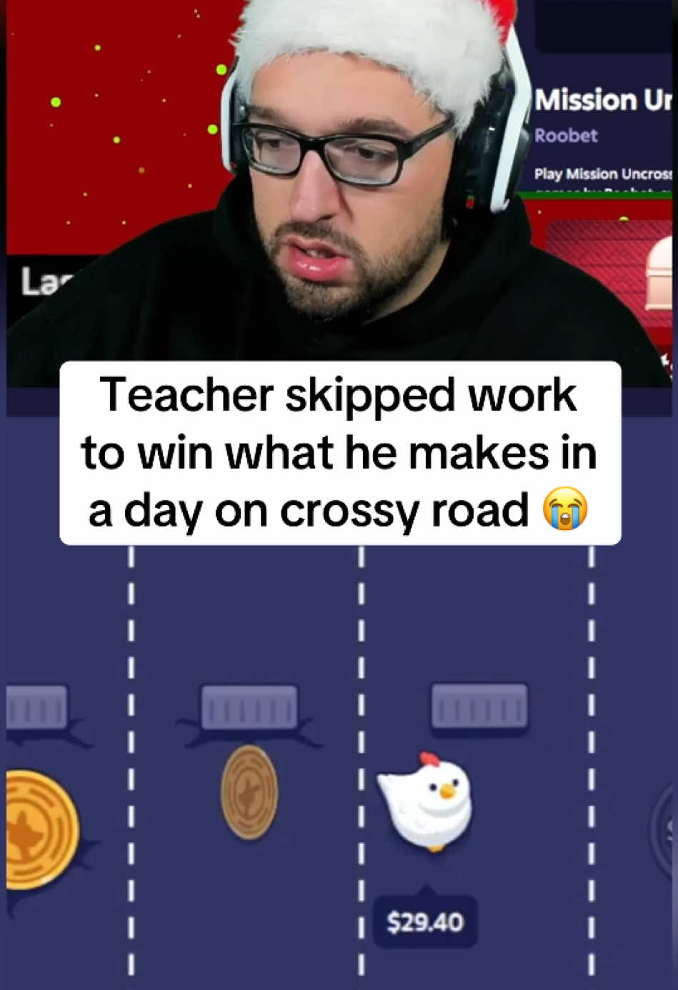 Teacher skipped work to win what he makes in a day on crossy road 😭 #streamer #kickstreamer #crossyroad #stevewilldoit 