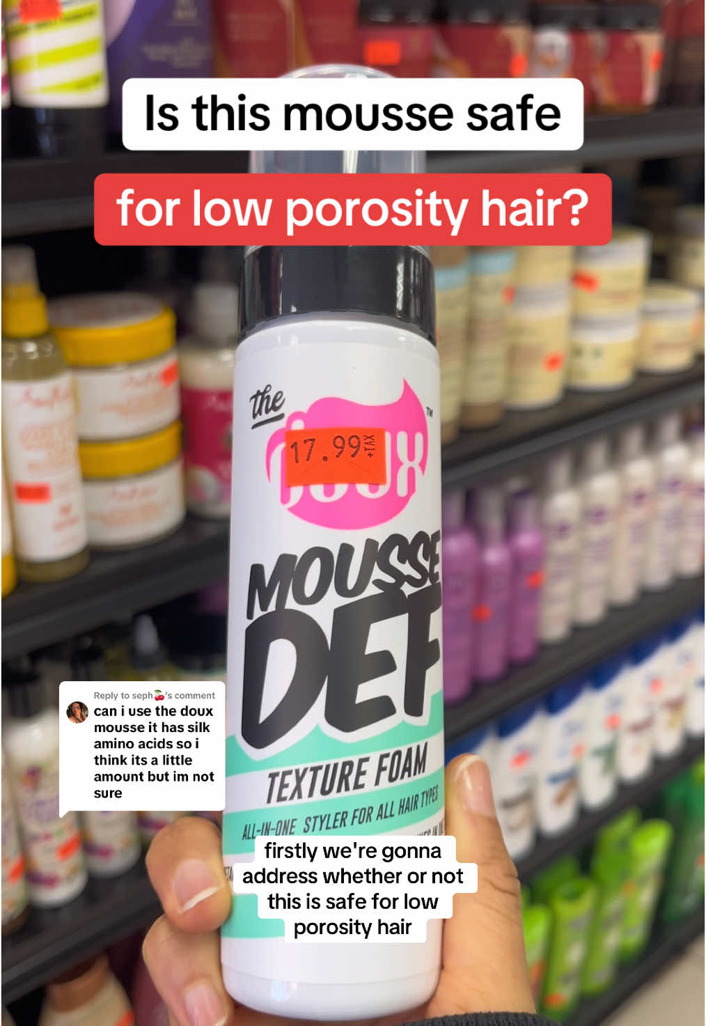 Replying to @seph🍒 stay vigilant about how your low porosity hair reacts to it. Remember porosity is on a spectrum, so if you’re on the extreme end of low porosity, you’re more likely to be protein sensitive #4chair #naturalhair #curlyhairproducts #texturedhair #naturalhairtiktok #lowporosityhair #highporosityhair #hairproductrecommendations @TheDouxxxx 