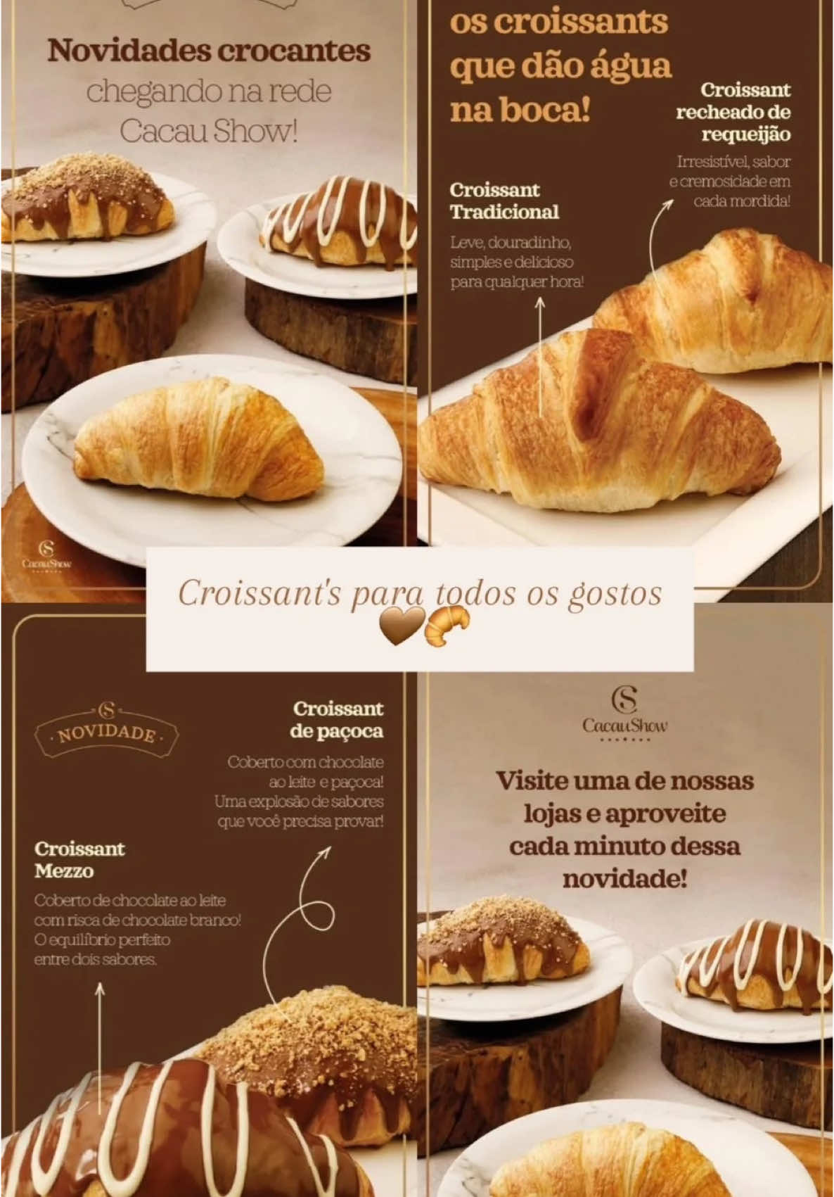 Novidade na Cacau Show Penedo: croissants e muffins recheados de felicidade 🤩🍫❤️