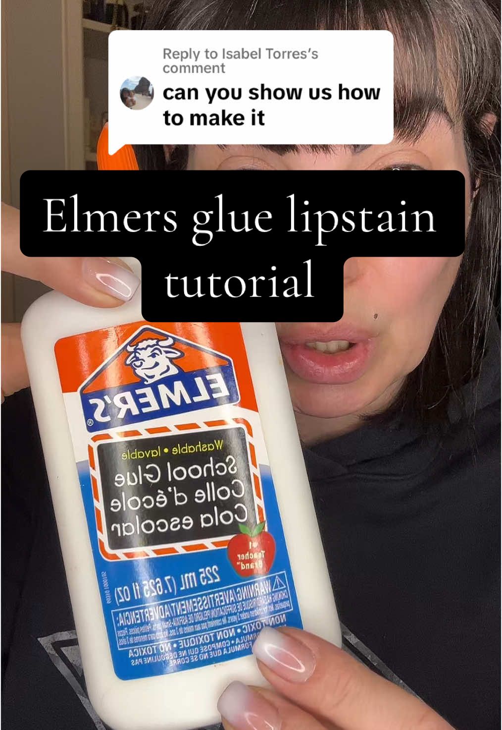 Replying to @Isabel Torres this is the best lipstain hack. #diylipstain #lipstainviral #lipstain #elmersglue #foodcoloringlipstain #DIY 