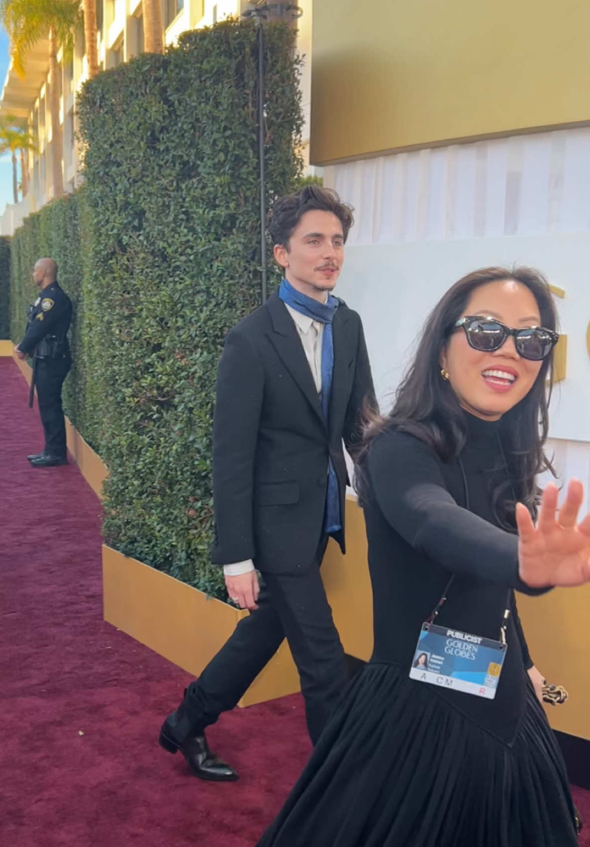 Timothée Chalamet has officially arrived to the #GoldenGlobes 🙌. #AwardsSeason 