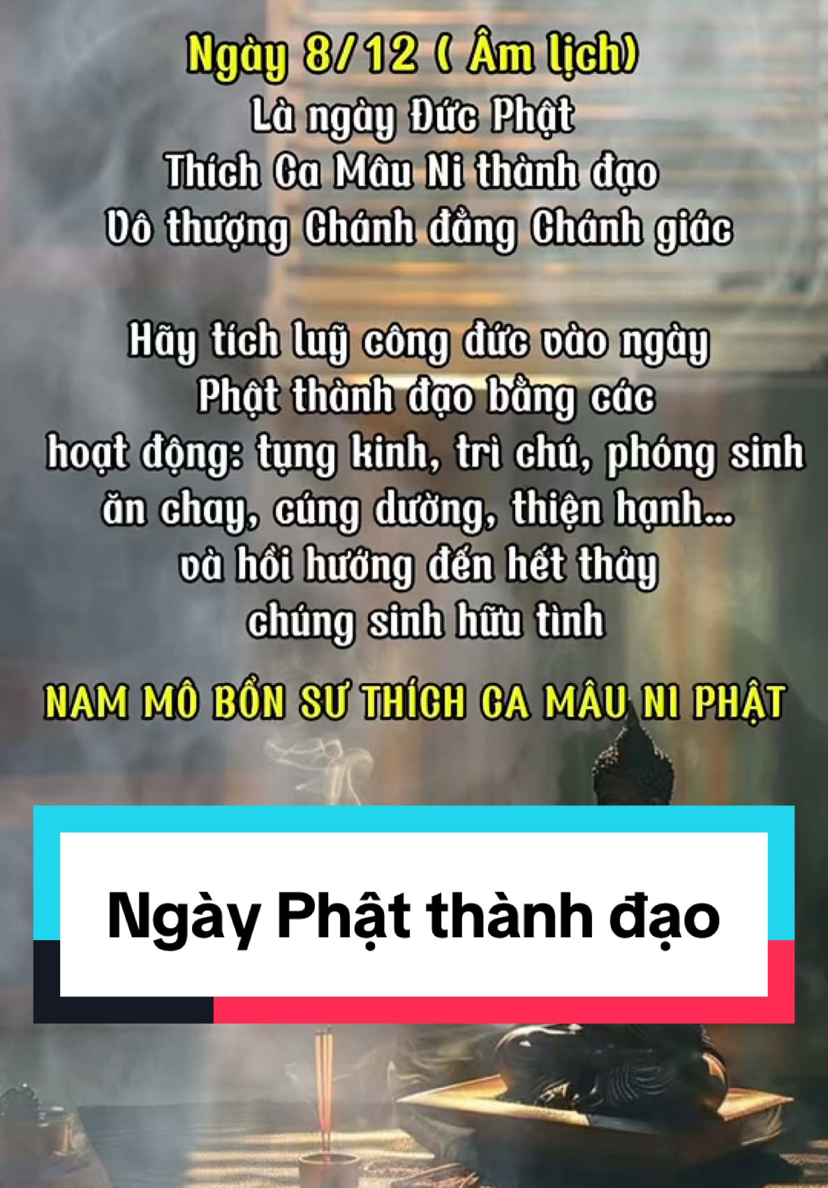 Mừng ngày Phật thành đạo 8/12 ( Âm lịch). Thường niệm Nam Mô Bổn Sư Thích Ca Mâu Ni Phật🙏🏻#phậttửtạigia #tutập #phậtphápnhiệmmầu #bổnsưthíchcamâuniphật #anlactaitam