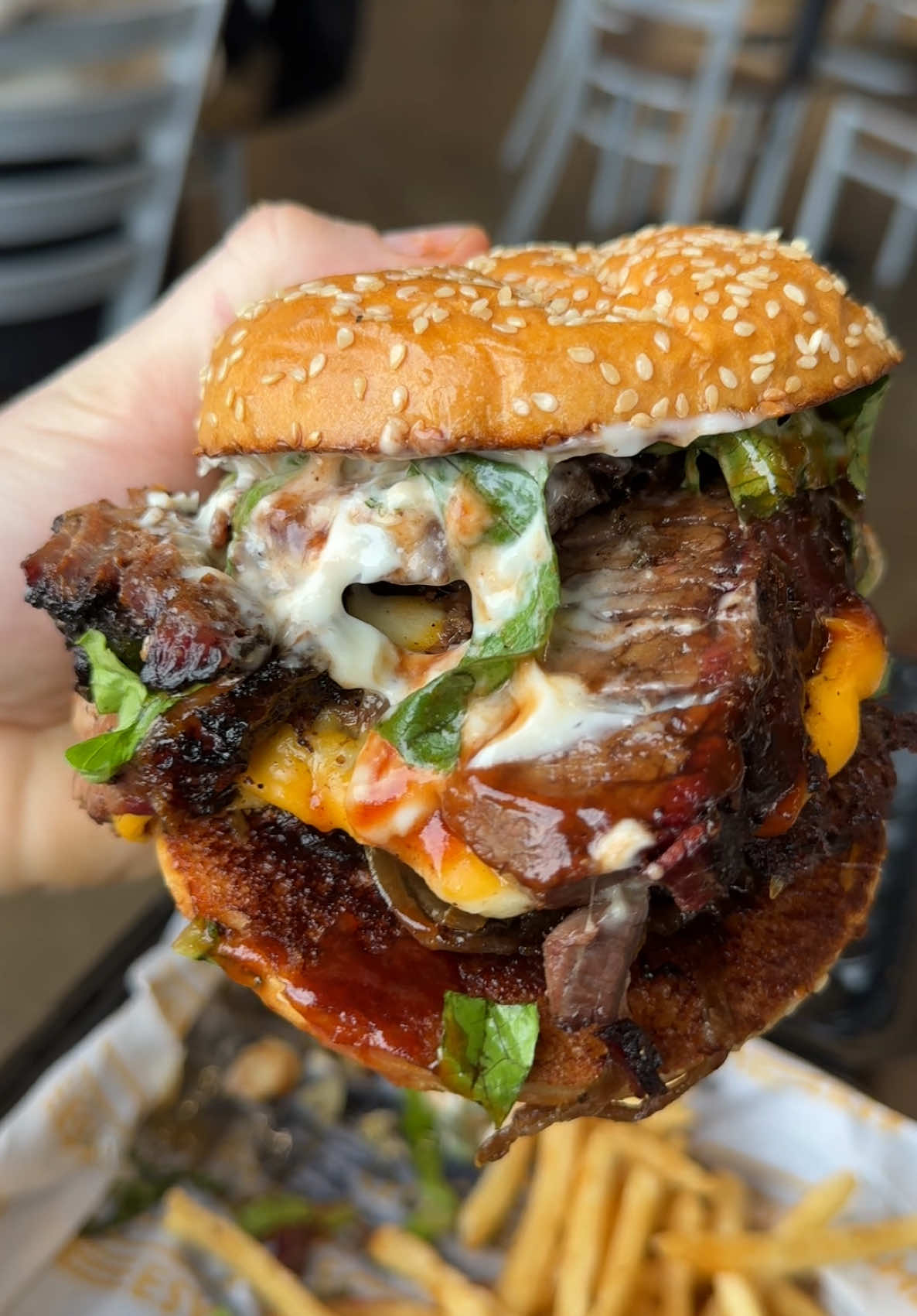 This Burger won the Detroit Burger Battle last year in 2024, the @So Cheesy Brisket Truffle Burger lived up to the hype for me!  Are you trying this burger in 2025? #cheeseburger #brisket #Recipe #detroit 