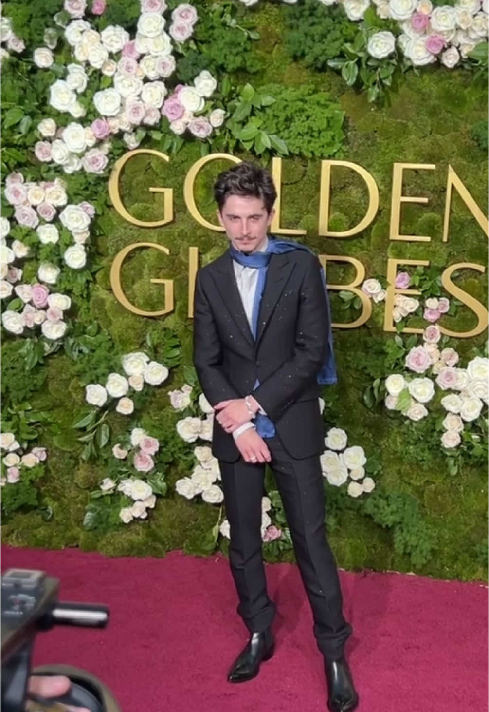 Our jaws are on the ground at #TimotheeChalamet’s look at the #GoldenGlobes. 🔥 #GoldenGlobes2025 #RedCarpet #ACompleteUnknown #Wonka 