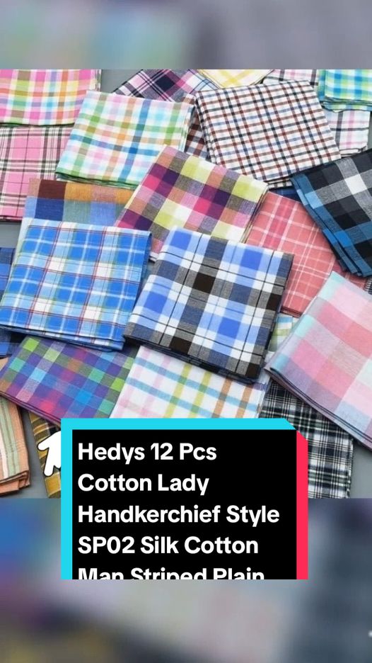 Hedys 12 Pcs Cotton Lady Handkerchief Style SP02 Silk Cotton Man Striped Plain Panyo under ₱119 pesos! Don't miss out! Tap the link below! #handkerchief #TikTokShop #tiktokfinds #TikTokFashion #tiktokph #tiktokaffiliate #LearnOnTikTok 