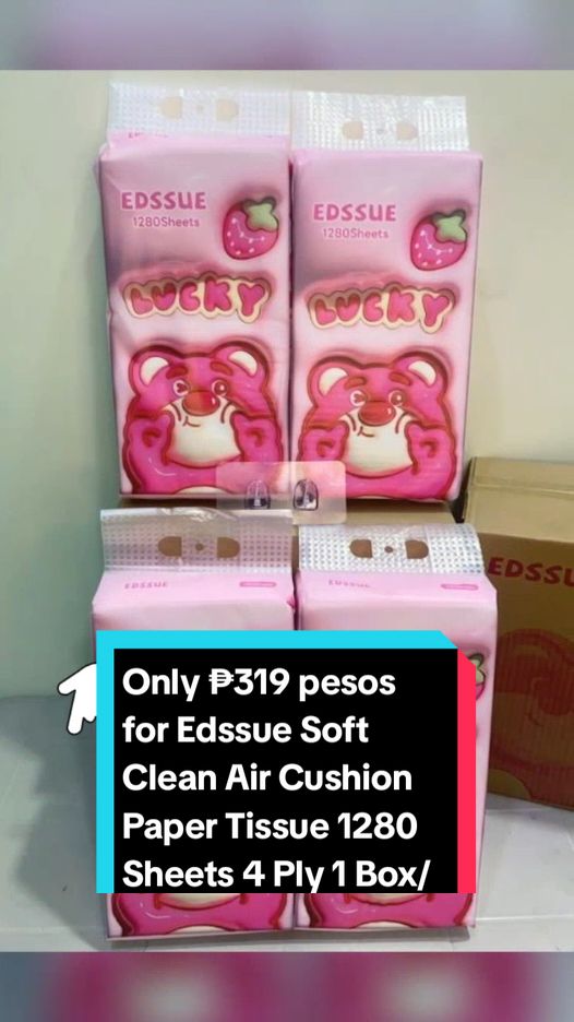 Only ₱319 pesos for Edssue Soft Clean Air Cushion Paper Tissue 1280 Sheets 4 Ply 1 Box/4 Pack Free 1 Pcs Hooked Virgin Wood Pulp High Quality! Don't miss out! Tap the link below! #papertissue #TikTokShop #tiktokfinds #TikTokFashion #tiktokph #tiktokaffiliate #LearnOnTikTok 