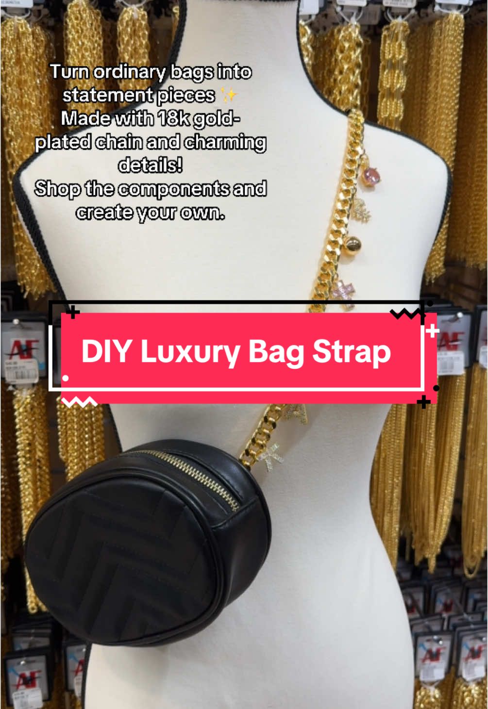 Upgrade your bags with a touch of luxury ✨ We sell high-quality 18k gold-plated chains and adorable charms so you can create custom bag straps that stand out. Perfect for jewelry and accessory entrepreneurs! Shop now and start creating your next best-seller! 🔗 #BagStrap #DIYAccessories #JewelrySupplies #LuxuryDetails #SmallBusinessOwner 