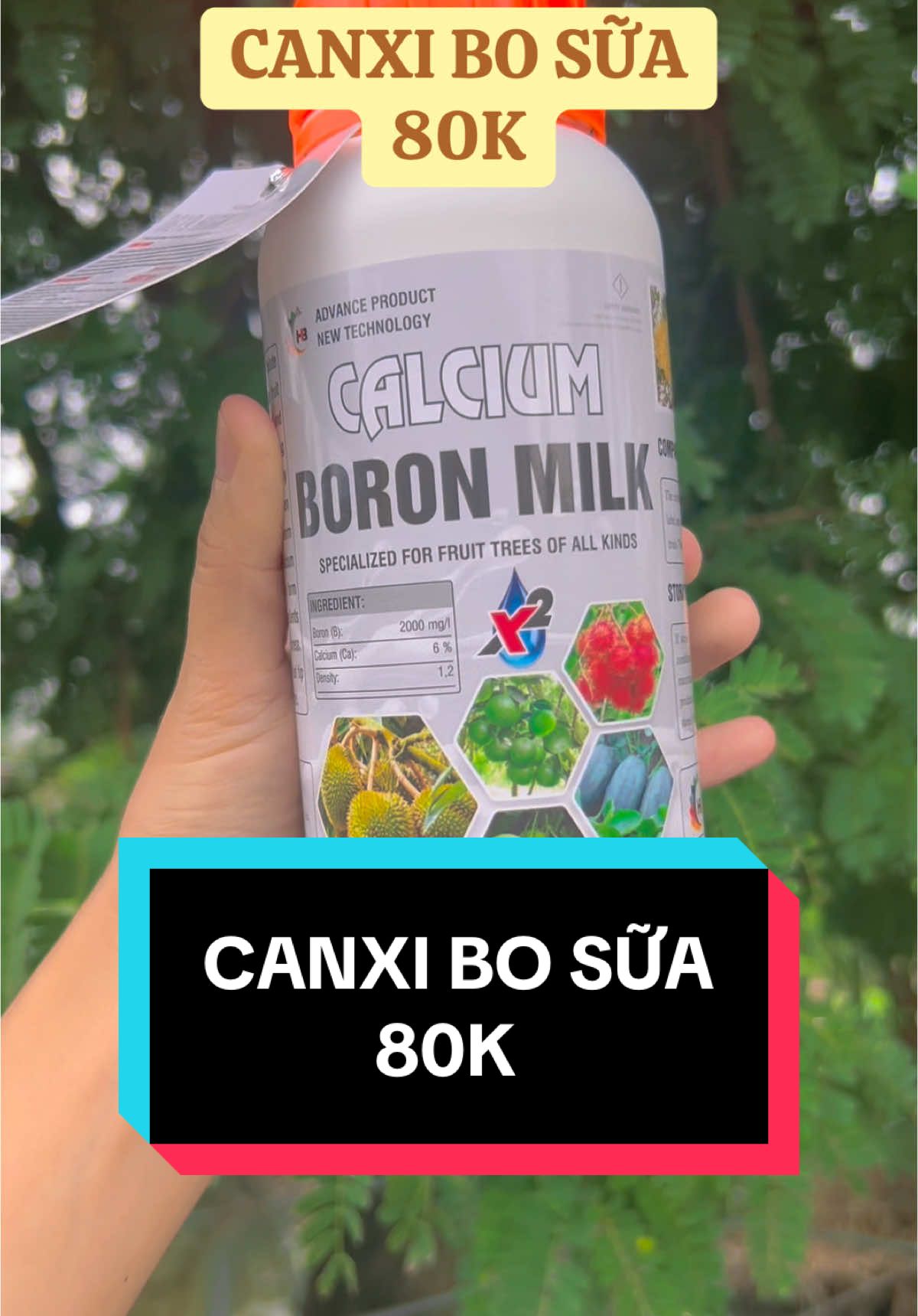 CANXI BO SỮA hàng nhập khẩu (có tem phụ tiếng Việt) 500ml giá 80K pha 400l nước. Giúp tăng tỉ lệ đậu bông, dai cuống chống rụng bông, rụng trái, chống nứt trái, chống sượng... #canxibo #canxibosua #saurieng #runghoa #vtnnhoanthien #thuocbvtvhoanthien 