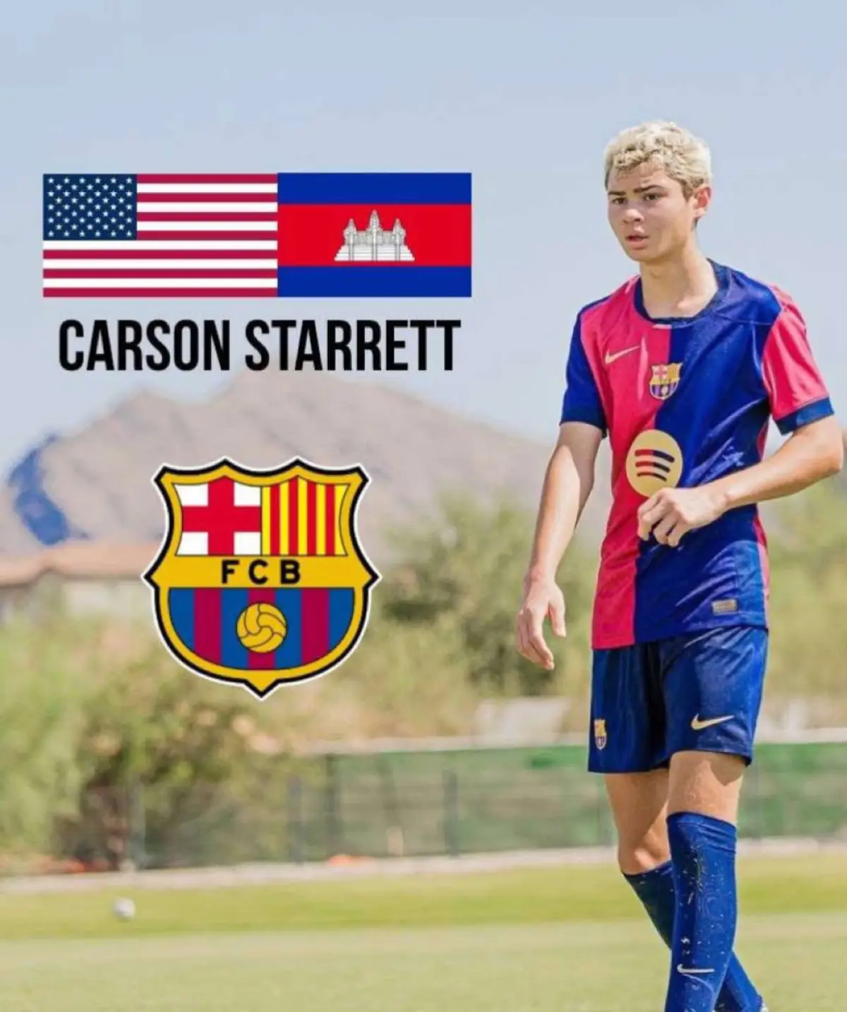 កូនខ្មែរអាមេរិក Carson Starett អាយុ ១៣ឆ្នាំកម្ពស់ ១.៨៥ម៉ែត្រ ជាថ្នាលយុវជនរបស់ក្លិបពូកែបណ្ដុះយុវជនល្អៗបំផុតក្នុងផែនដី La Masia របស់ក្លិបអ្នកមានបុណ្យ FC Barcelona 😮🇰🇭