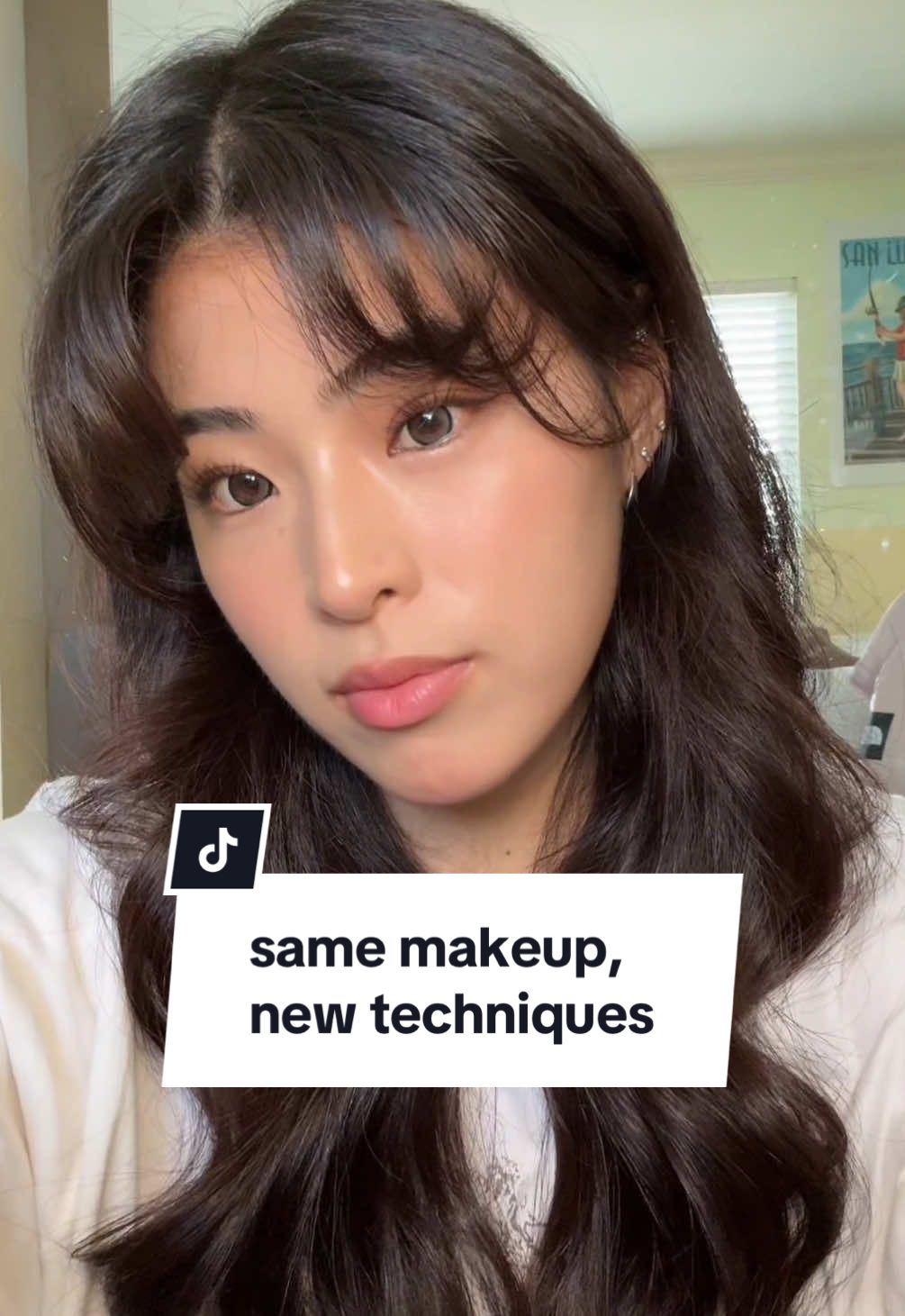 SAME makeup, LEARNED techniques (especially blush placement!!!) btw I’m puffy from a 12hr flight 😭 #grwmmakeup #makeupapplication #blushplacement #koreanmakeup #sensitiveskin 