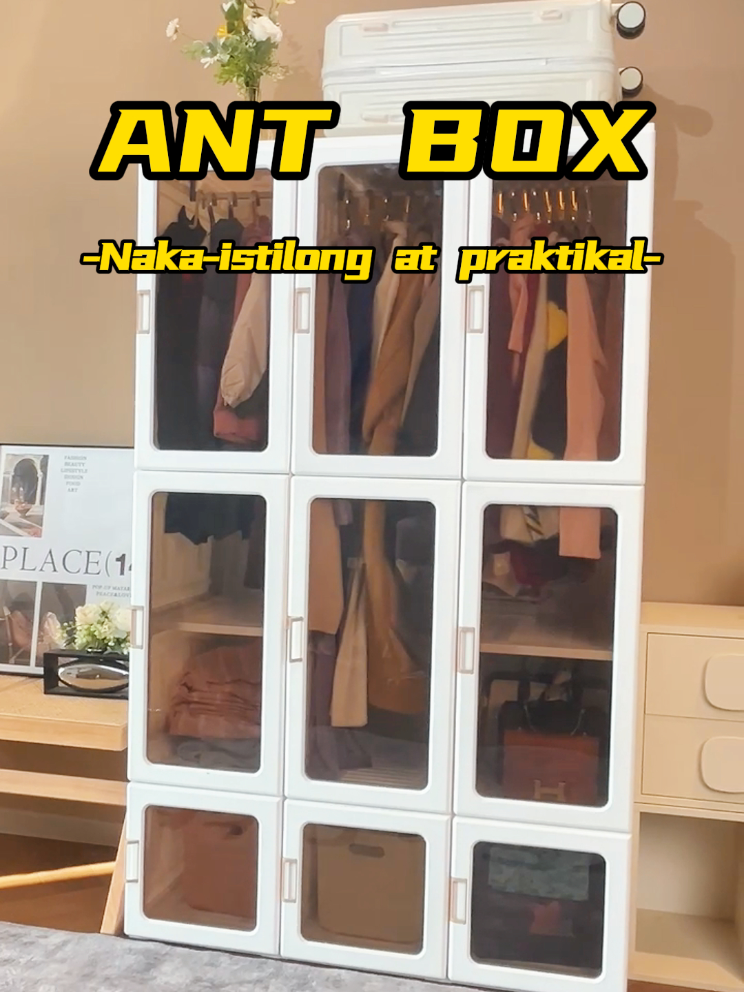 ANTBOX Wardrobe for Clothes Storage, Large Cpacity to 890L with Hanging Rod Design. Free Installation 5 Minutes Fast Install !! Click Yellow Cart to Order It !!#antbox #wardrobe #foldablewardrobe #clothesorganizer #wardrobecabinetclothes #antboxwardrobe #clothescabinet #fyppppppppppppppppppppppp #hottrend #homestorage #freeinstallation