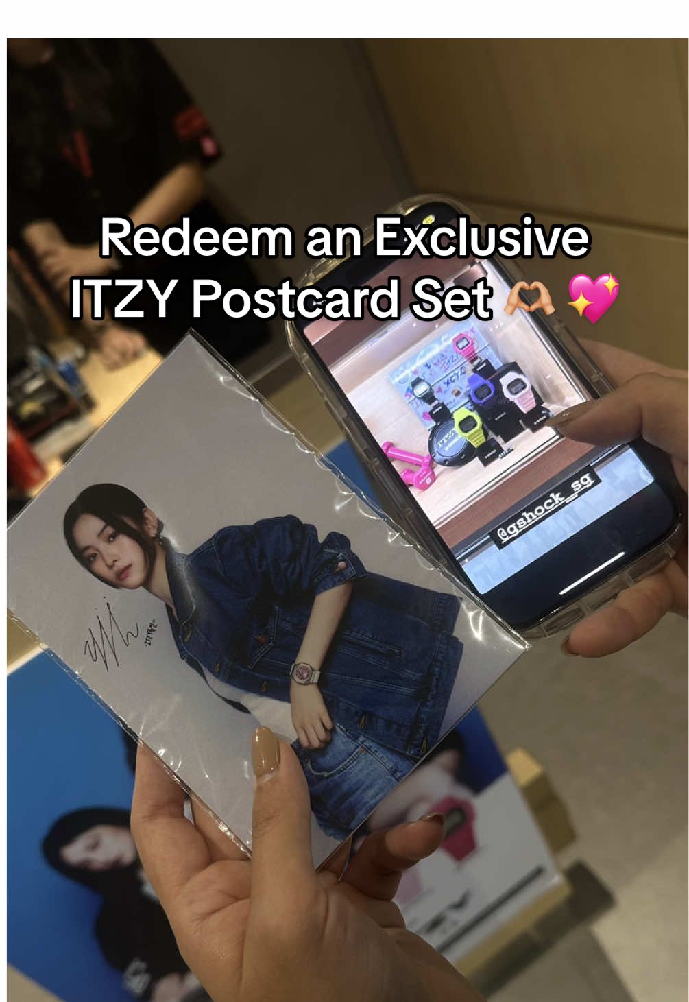 Here’s how you can redeem a set of complimentary exclusive ITZY postcard set! (no purchase needed) 1. Follow us on our Social Channels (IG, FB, Tiktok)⁠  2. Head down to any G-SHOCK store, snap a picture and tag us @gshocksg #GSHOCKxITZY #imagshockitzyfan⁠  3. Show us your posting and collect your postcard set  in-store! ⁠  ⁠  What are you waiting for? Tag a friend and head down to your nearest G-SHOCK store now!⁠  ⁠  *T&Cs apply. ITZY postcard sets   are only applicable for redemption in Singapore G-SHOCK stores, while stocks last.⁠ Check the Link in Bio for more details! #gshock #gshocksg #absolutetoughness #GSHOCKxITZY #itzy #itzycollaboration #midzy 