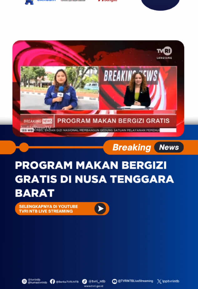 Program makan bergizi gratis yang rencana akan diterapkan mulai hari Senin 06 Januari 2025 di Kota Mataram Nusa Tenggara Barat ditunda dikarenakan dapur atau satuan pelayanan pemenuhan gizi untuk program tersebut belum siap.  Uji coba makan bergizi gratis menggandeng TNI AD sebagai penanggung jawab dapur masak yang berlokasi di Zipur TNI AD. Informasi selengkapnya pada cuplikan diatas✨ #tvrintb #mediapemersatubangsa #makanbergizi #gratis #program 