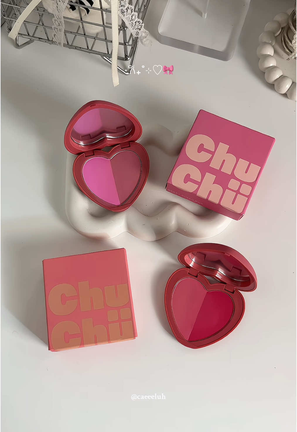 chuchu heart blushes r so cuteeee🥺🎀 @Chu Chu Beauty #chuchubeauty #chuchublush #heartblush #blush #makeup #fyp 