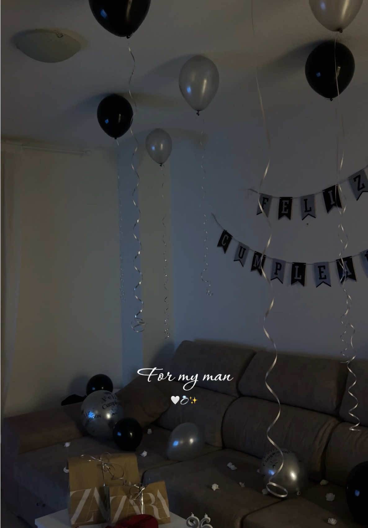 Feliz y larga vida a mi amor🤍💍✨               #forhim #mashallah #tbarkallah #happybirthday #myman #decor #surprise #couplegoals #muchlove 