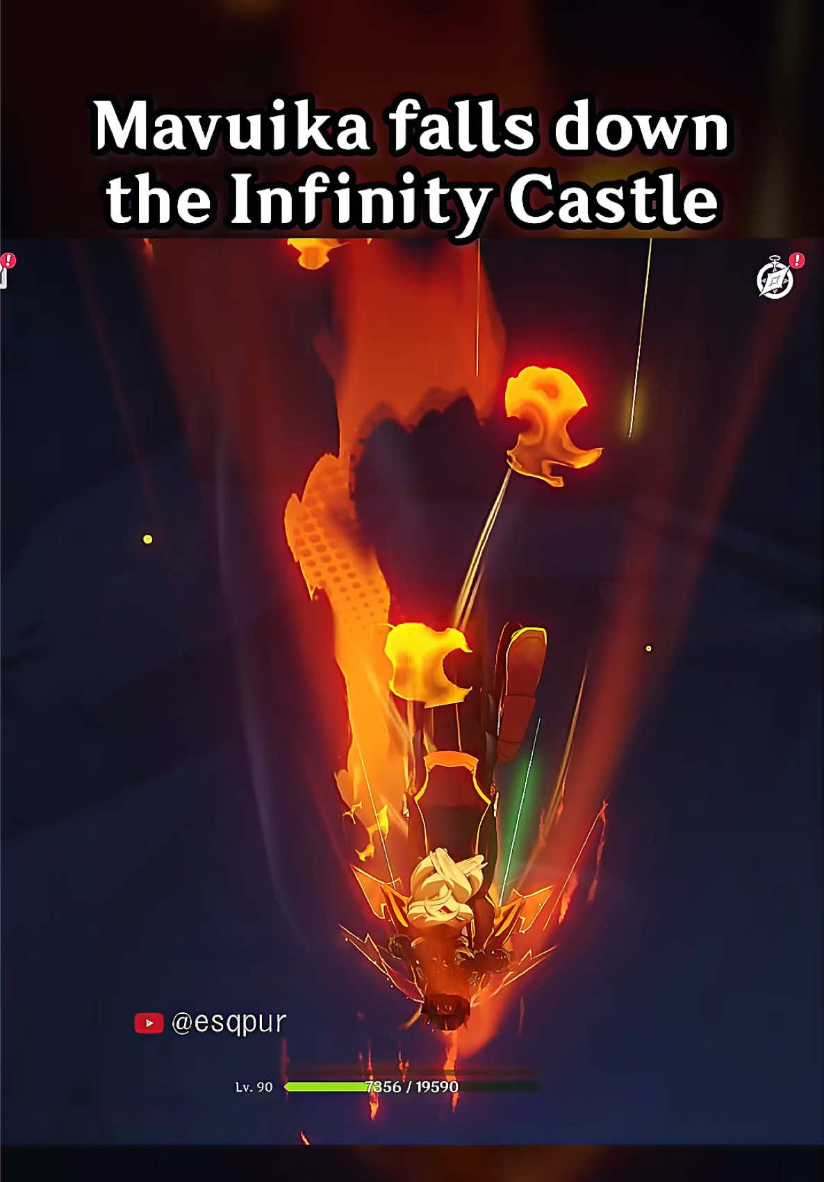 MAVUIKA FALLS DOWN THE INFINITY CASTLE #GenshinImpact #mavuika #hoyocreators #StandWithMavuika #genshinclip 