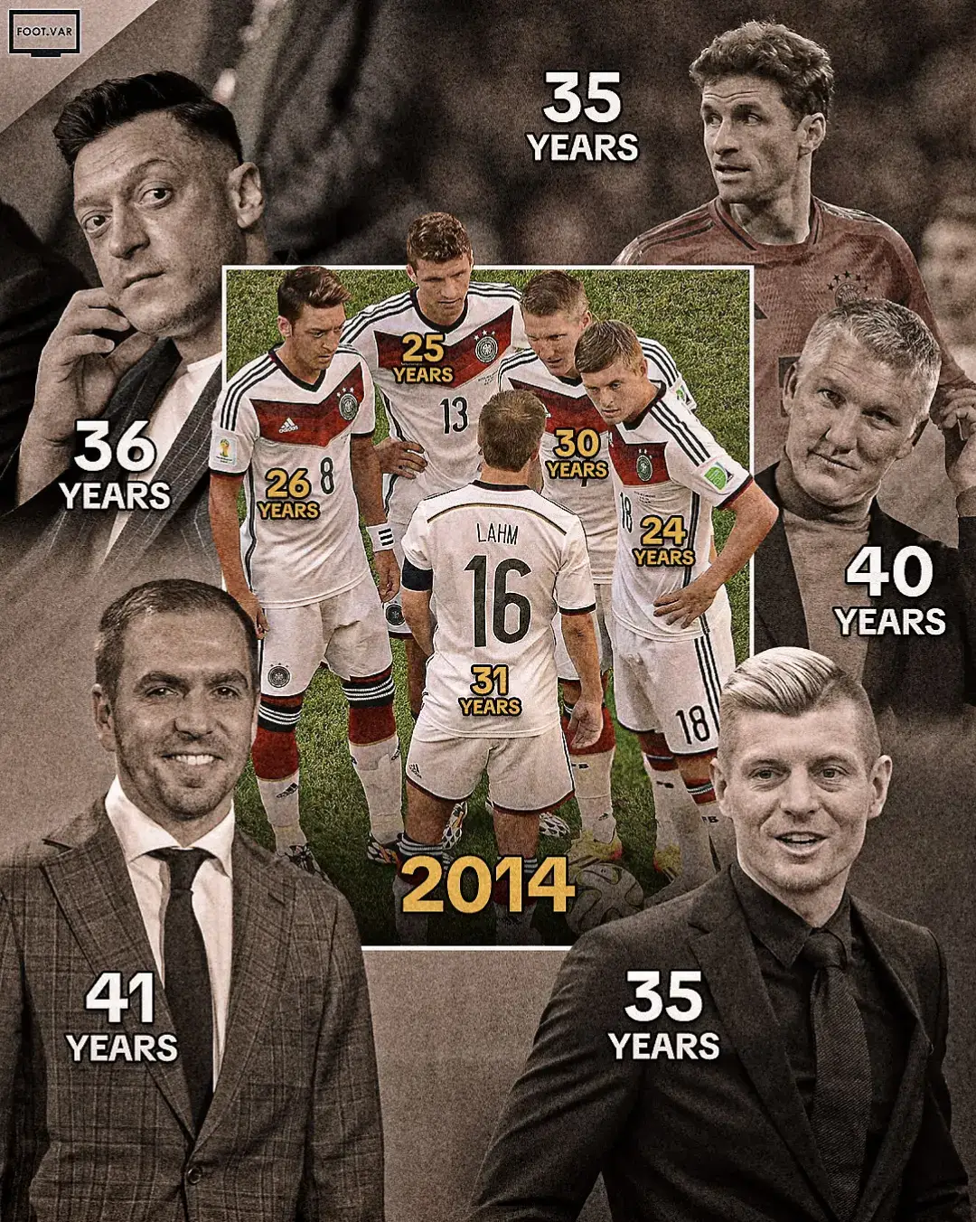 Germany’s golden generation, including Mesut Özil, Toni Kroos, Philipp Lahm, Thomas Müller, and Bastian Schweinsteiger, represented a new era of dominance in international football. This core group combined technical brilliance, tactical discipline, and teamwork to achieve remarkable success, culminating in their 2014 FIFA World Cup triumph. They dismantled Brazil 7-1 in the semifinals and edged Argentina 1-0 in the final, with Mario Götze scoring the decisive goal. Lahm’s leadership, Kroos’s midfield mastery, Özil’s creativity, Müller’s scoring instinct, and Schweinsteiger’s resilience were instrumental in their achievements. Their success redefined German football and inspired future generations. #germany #ozil #kroos #lahm #muller #gotze #schweinsteiger 