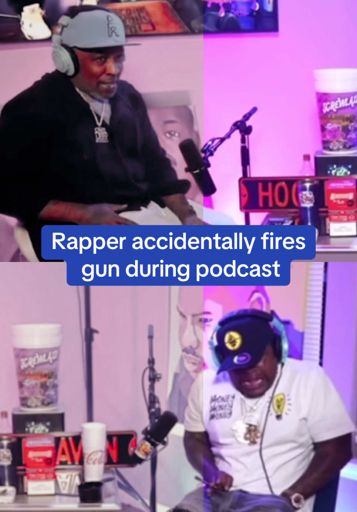 This is the shocking moment Rapper 2 Low accidentally fires a gun during podcast recording with rap legend Mike D. 🎥 YouTube/ Mike D podcast