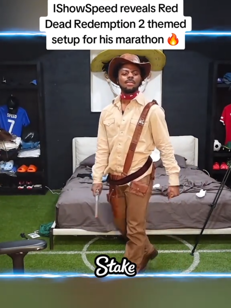 IShowSpeed reveals Red Dead Redemption 2 themed setup for his marathon 🔥 #ishowspeed #fyp 