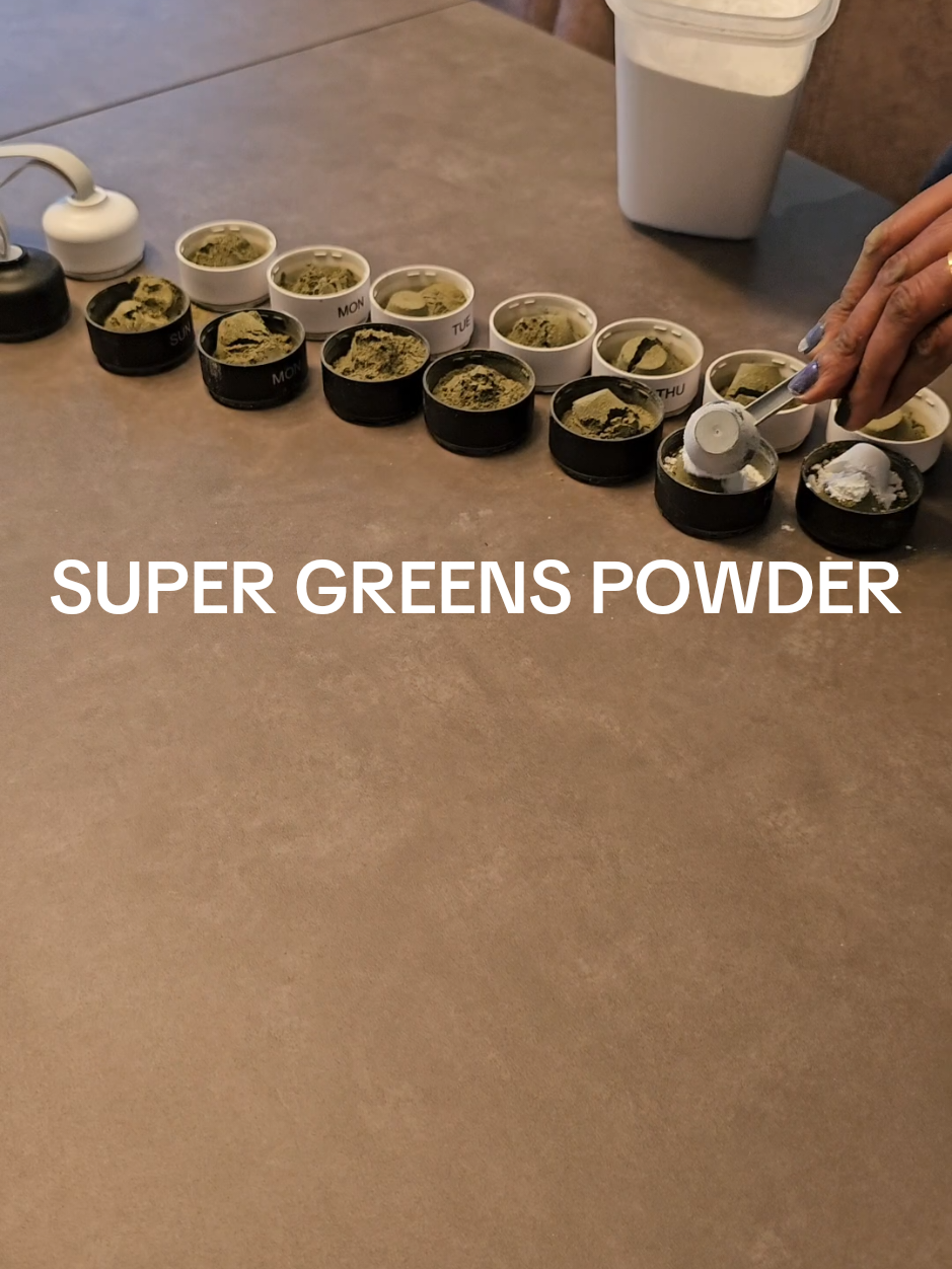 it's 2025 and we mean business 🙌🏽 all products are linked on my amazon storefront: 100g Spirulina 100g Wheatgrass 50g Chlorella 50g Turmeric 50g Moringa 50g Maca 50g Cacao 50g Lions Mane 50g Ashwagandha #supergreens #supergreenspowder #greenspowder #wellnesstips #wellnesstok #wellnessjourney #wellnesstiktok #greenjuice #greenjuicerecipe #asmrsounds #asmrvideo #satisfyingvideo #wellnessshots #wellness #SelfCare #morningshot #batchcooking #asmr   #selfcaretips #lglutamine #lglutaminepowder #creatine #amazonmusthaves #amazonfavorites #2025goals #75hard #75hardchallenge 