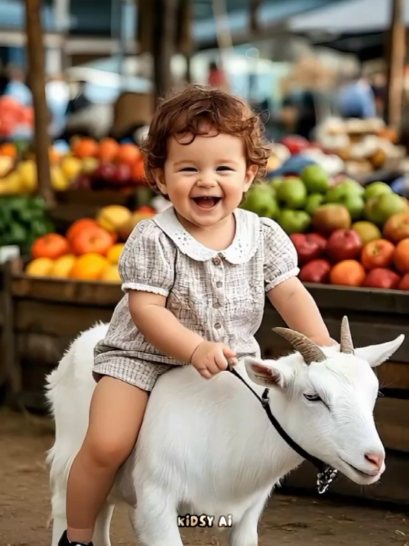 cute baby riding on goat 🐐😂 . #funnyy #babytiktok #funnytiktok #cutebaby #baby #forkids #fyp 