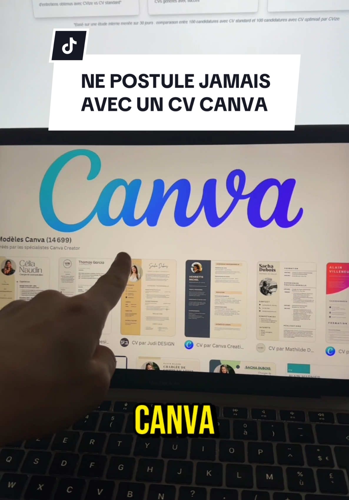 🚨 Ne postule JAMAIS avec un CV qui vient de Canva, sinon tu ne seras jamais rappelé par les recruteurs !  #stage #alternance #cv #astuce #cvize