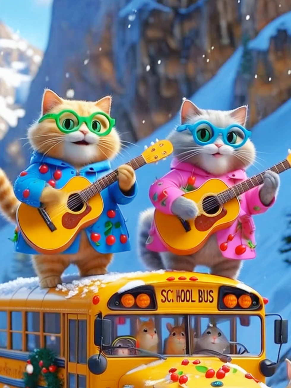 Cute Kitten Dancing and singing meow meow on school bus #aicats #petdance #CatLovers #CatDance #fyp #VirtualPet #AnimatedCat #DancingCat #schoolbus #catsinging #meowing #meowmeowmeowmeowmeowmeowmeowmeowmeowmeow  #kittenplay #meowdance #meowmeow  #2025 