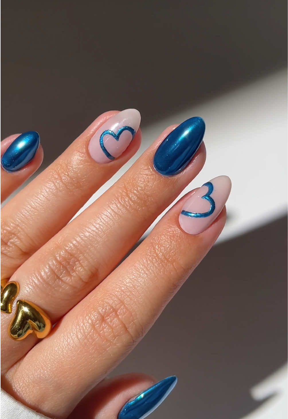 Blue chrome hearts 🥹💙✨  linked alternative products to recrate this in my storefront🫧 using @Kiara Sky Professional Nails  • Pool Party • Blue-tallica code ‘SIMLYNAIL10’ to save 10% *affiliate #chromenails #nailinspo #valentinesnails #heartnails #bluenails 