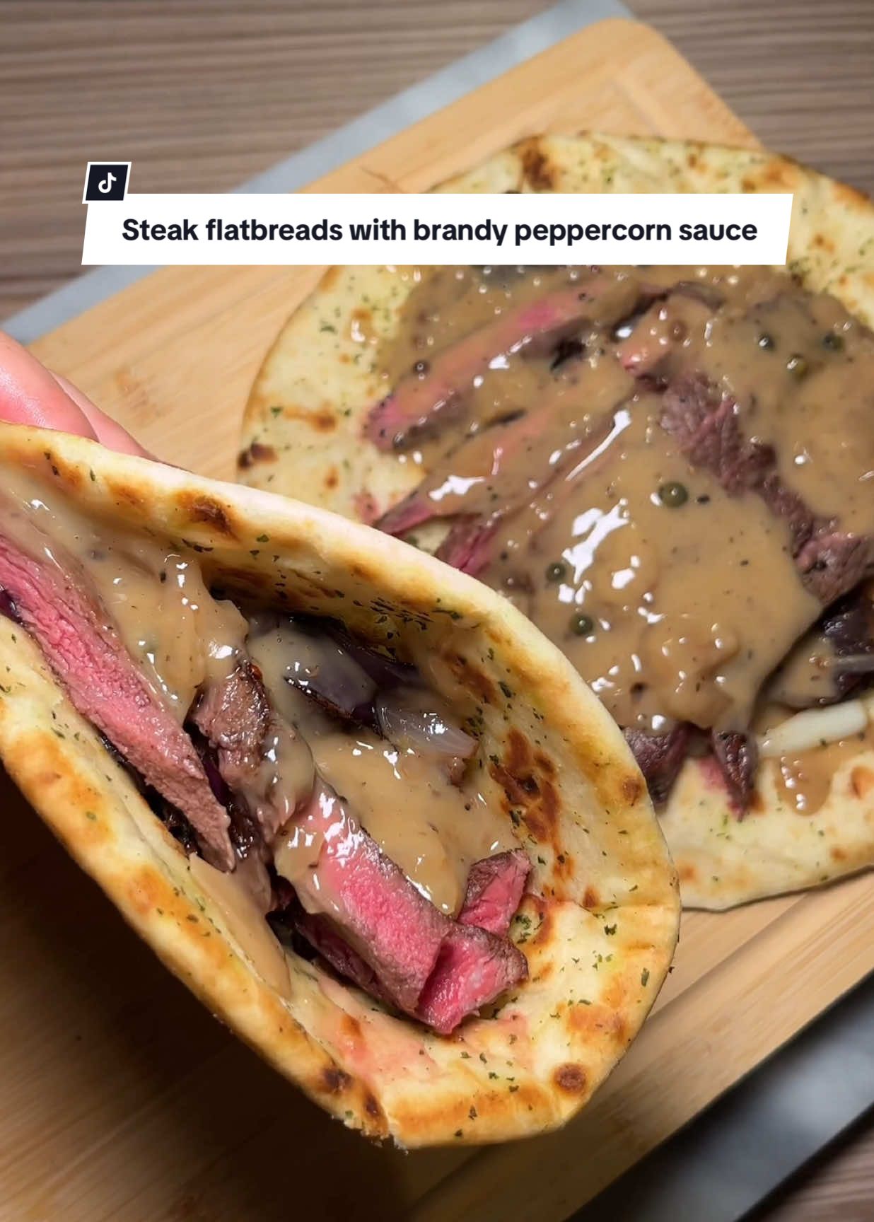 Steak and red onion flatbreads with brandy peppercorn sauce 🥩  These were 10/10, the steak was super juicy and the brandy peppercorn sauce was so unreal drizzled all over the steak 🤤 I’ll definitely be making these again soon!  ~ #fatbottomfoodie #Foodie #steak #peppercornsauce #homemadefood #homecooking #FoodLover #cooking #steakflatbread #foodie #foodinspo #cookinginspo #mealinspo #durhamfoodie #northeastfoodblogger #northeastfood #tiktokfoodie #tiktokfood #FoodTok 