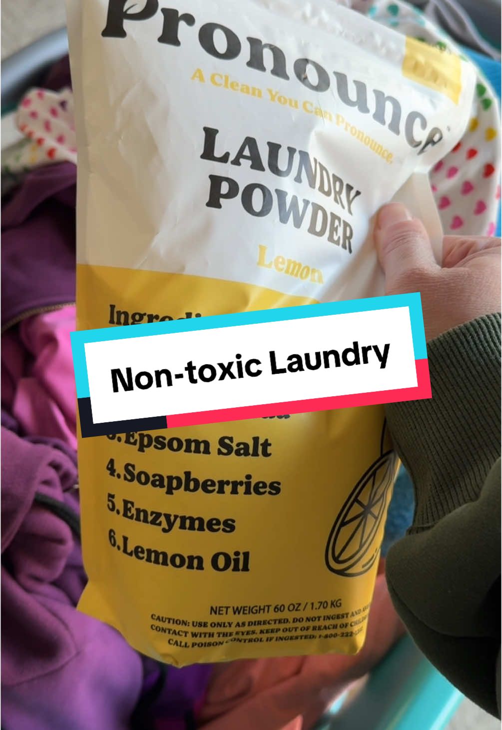 Pronounce is a non toxic laundry detergent with only 6 ingredients…that you can actually pronounce. Clothes come out clean with a subtle scent, not overpowering at all. #nontoxicliving #laundrytok 