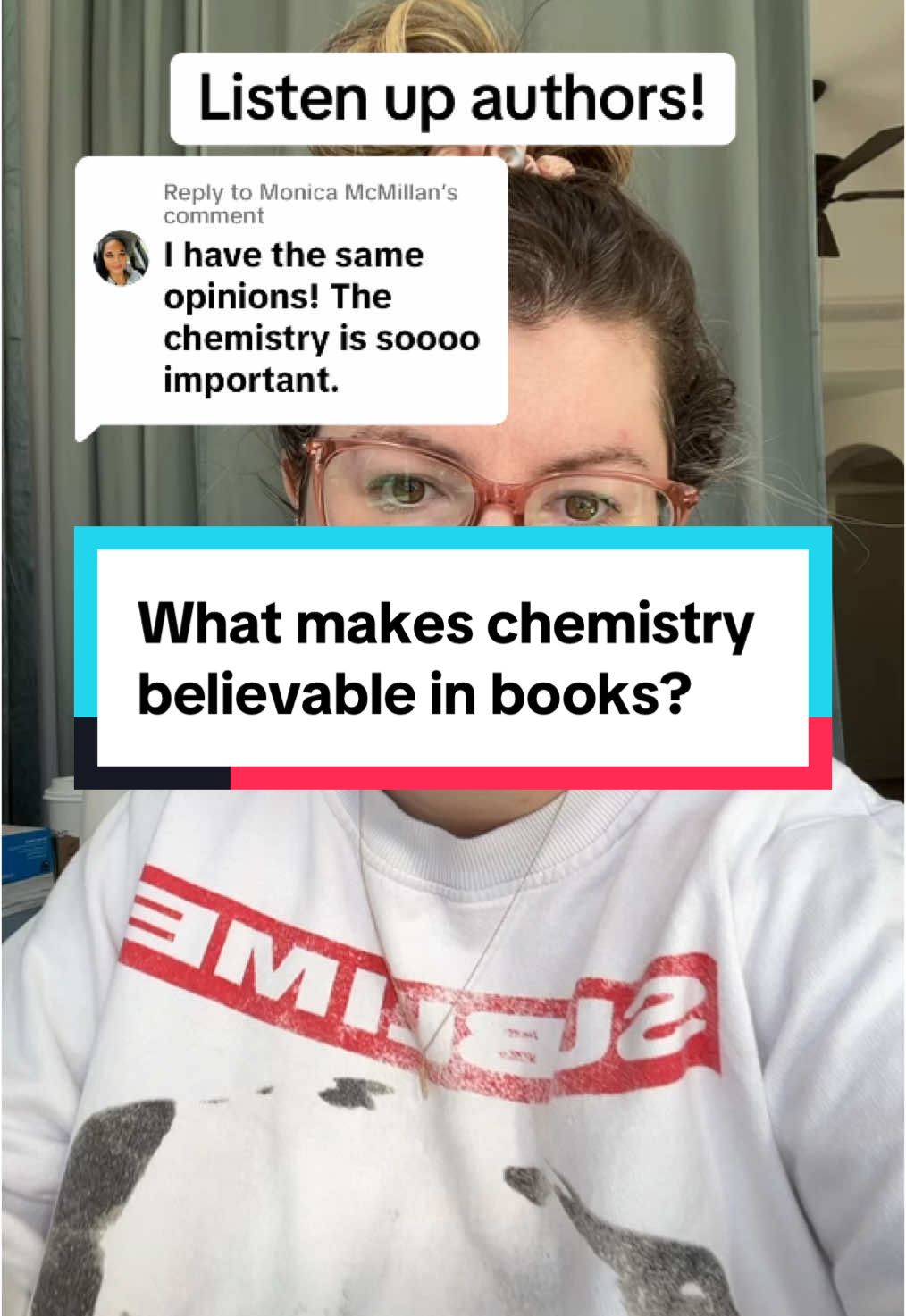 Replying to @Monica McMillan here is what makes chemistry for me: 1. Demonstration of initial fascination, 2. Flirtation with a strong point of view, 3. Frustration with the attraction between the characters or within a character, 4. Pivotal moments of admiration that change misconceptions. #author #romantasy #chemistry #writing 