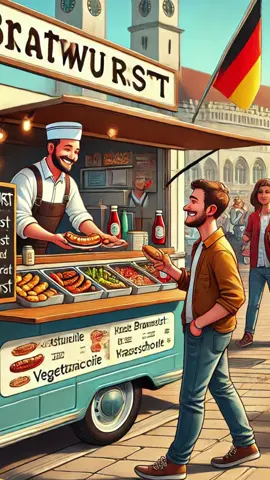 Ein praktisches Gespräch: Bratwurst kaufen auf der Straße