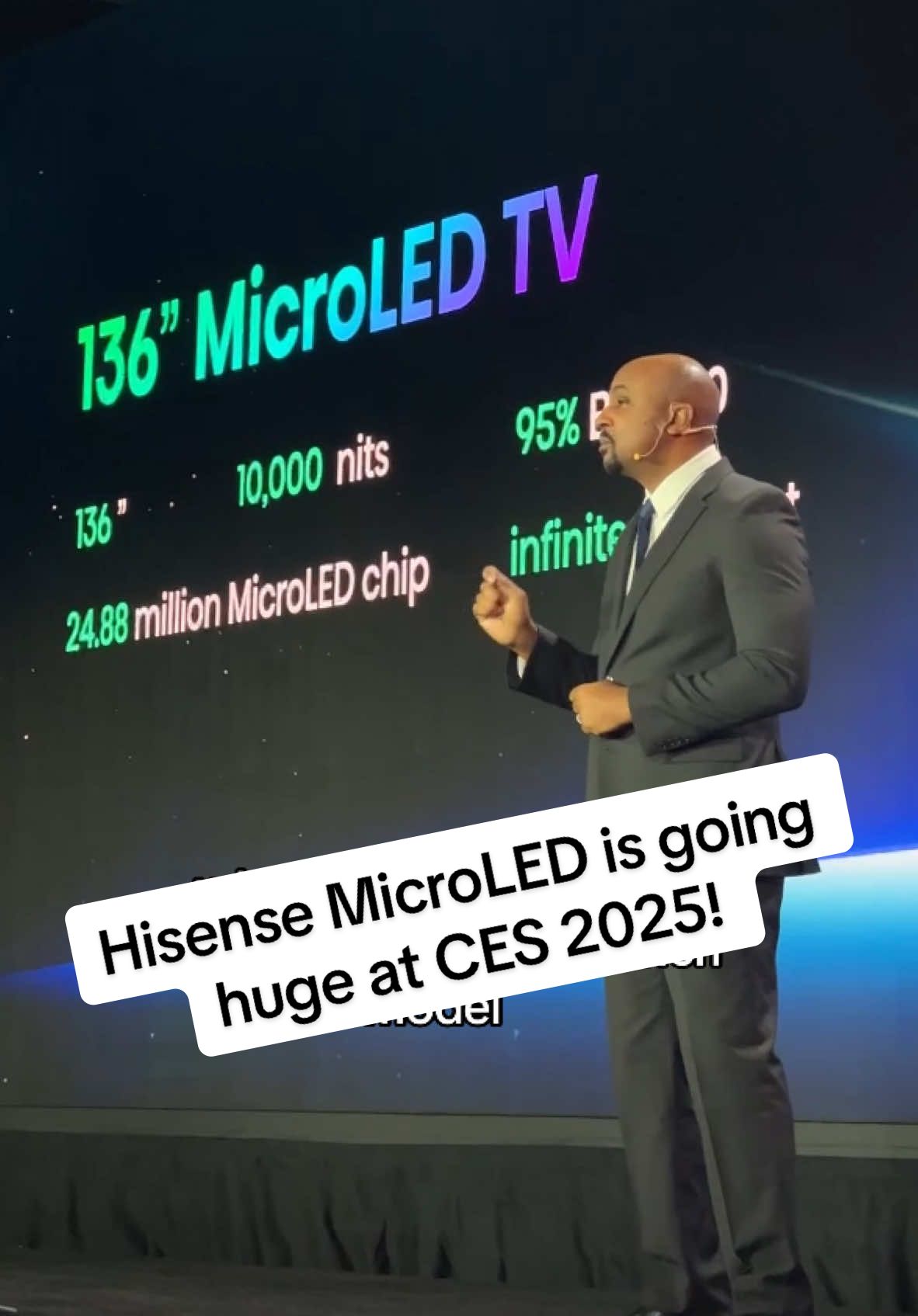 Hisense just announced a 136-inch micro LED and a brand new miniLED RGB technology that will arrive in a giant 116-inch TV at CES2025. We break it all down. #ces #ces2025 #techtok #techradar #tv #miniledtv #microled #tvtok #viral #ai #rgb #led