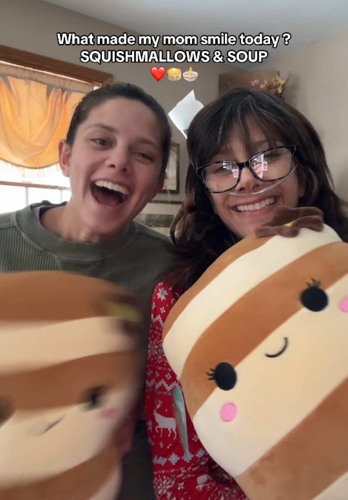 Thank you so much everyone for all the gifts. We absolutely love our @Squishmallows @Deborah Finck. We’ve never had one before, but they are the softest plushy pillows we’ve ever used! 🥹🥞❤️ #myfamily #cancerfighter #squishmallows #thankyou #gifts #unboxing #friends #kindness 