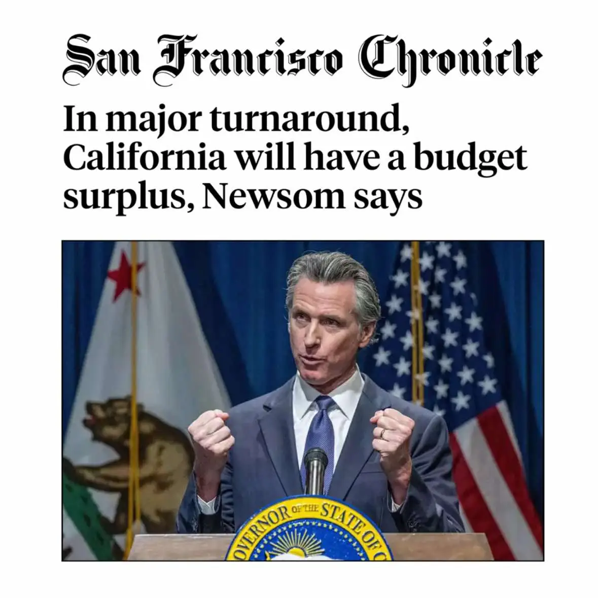 California's state revenues are up by $16.5 billion. This year, we're ensuring a balanced spending plan that increases government efficiency, accountability & improves the safety, health & well-being of all Californians.