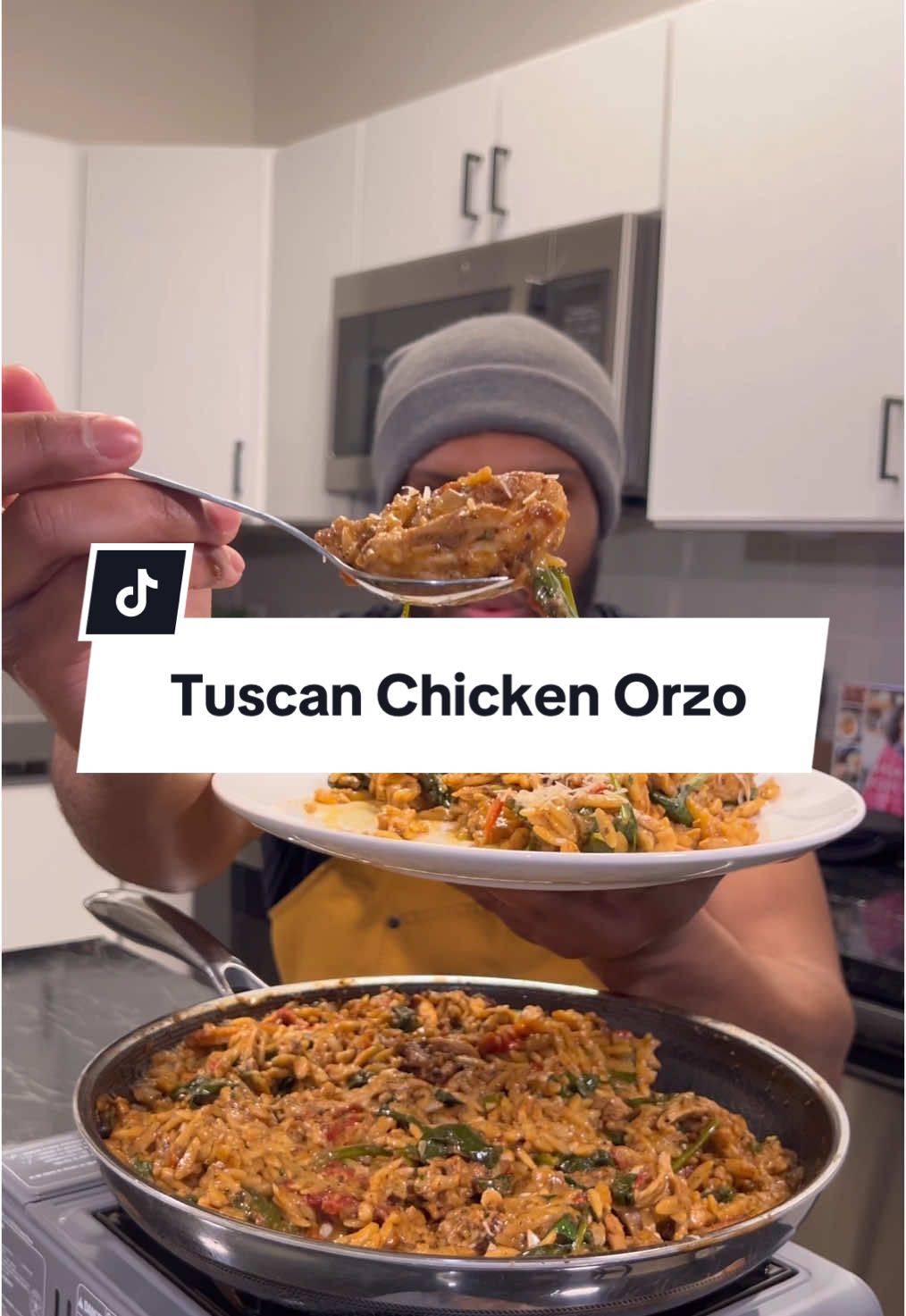 Lets get 2025 underway with this Tuscan Chicken Orzo 🔥🔥 Protein packed and low calorie budget friendly meal  • INGREDIENTS LIST BELOW  • For the Chicken: • 10 boneless, skinless chicken thighs  • 2 teaspoons Italian seasoning • 1 teaspoon smoked paprika • 1 teaspoon garlic powder • Salt and pepper to taste • 2 tablespoons olive oil For the Sauce and Orzo: • 2 tablespoons unsalted butter • 1 small onion, finely diced • 4 cloves garlic, minced • 1 cup sun-dried tomatoes, chopped • 1 teaspoon red pepper flakes (optional) • 1 cup uncooked orzo pasta • 4 cups chicken broth (plus extra if needed) • 1/2 cup heavy cream • 1/2 cup grated Parmesan cheese • 2 cups fresh spinach, roughly chopped • 1/2 cup fresh basil, chopped • Juice of 1 lemon #comfortfood #tuscanchicken #chickenorzo #orzo #weeknightdinner #wintermeals #healthyrecipes #highproteinmeals #highprotein #lowcaloriemeals #onepotmeal #fyppp 