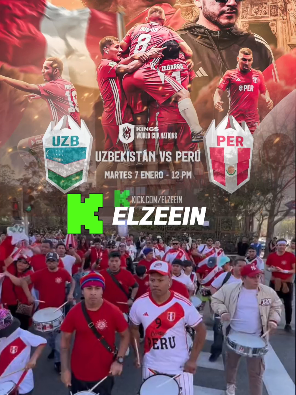 Vamos Perú 🇵🇪⚽ llegó el día , al mediodía 12:00 PM nos jugaremos todo contra UZBEKISTÁN 🇺🇿 #peru🇵🇪 #zein #elzeein #kingsleague #peru🇵🇪 #seleccionperuana #kickperu #peruanosenelmundo #peruanos #kingsworldcup #kingsleagueperu #andynsane #envivo 