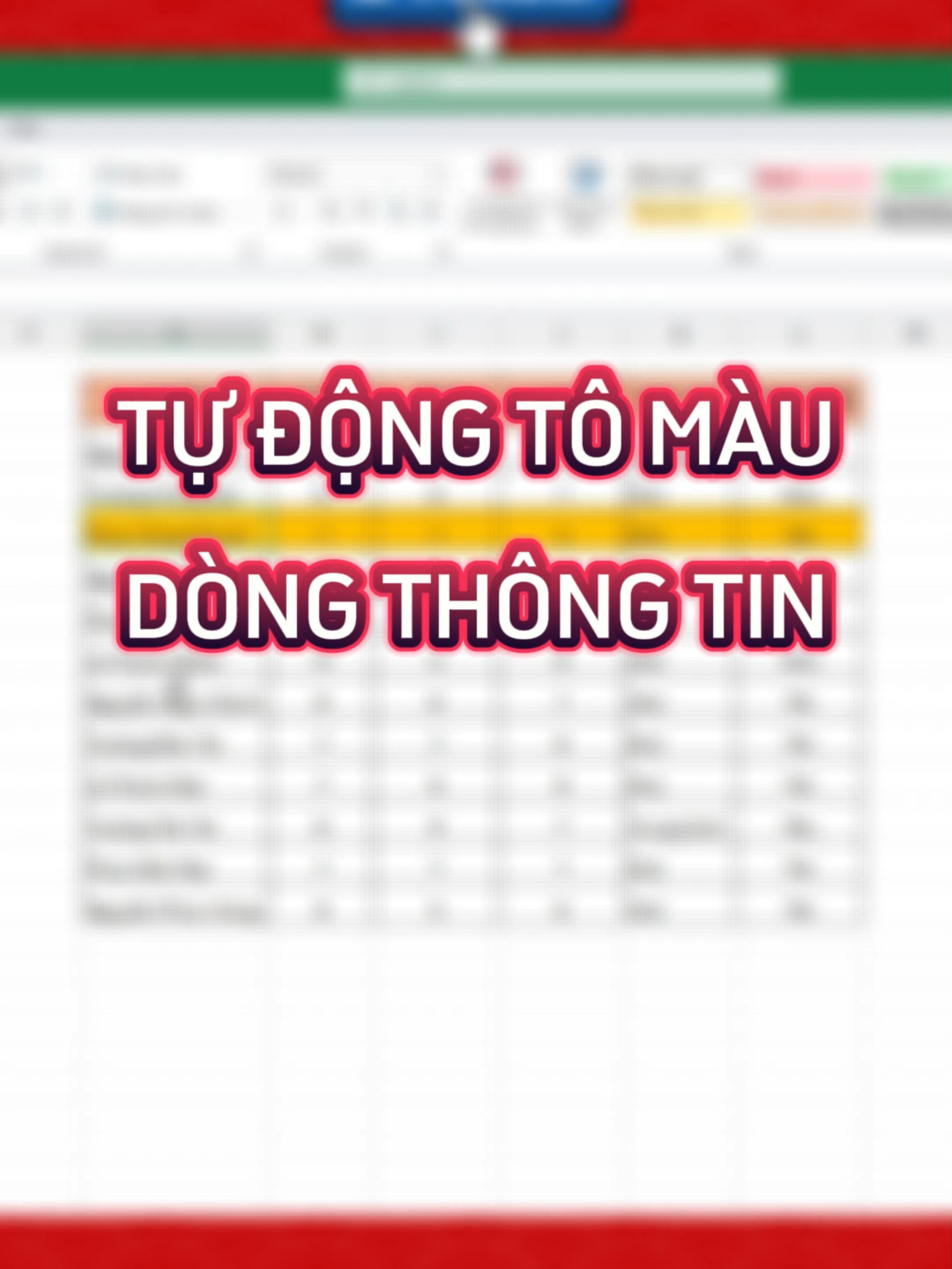 Tự động tô màu dòng thông tin khi chọn vào #excel #exceltips #exceltricks #tinhocvanphong #meotinhoc