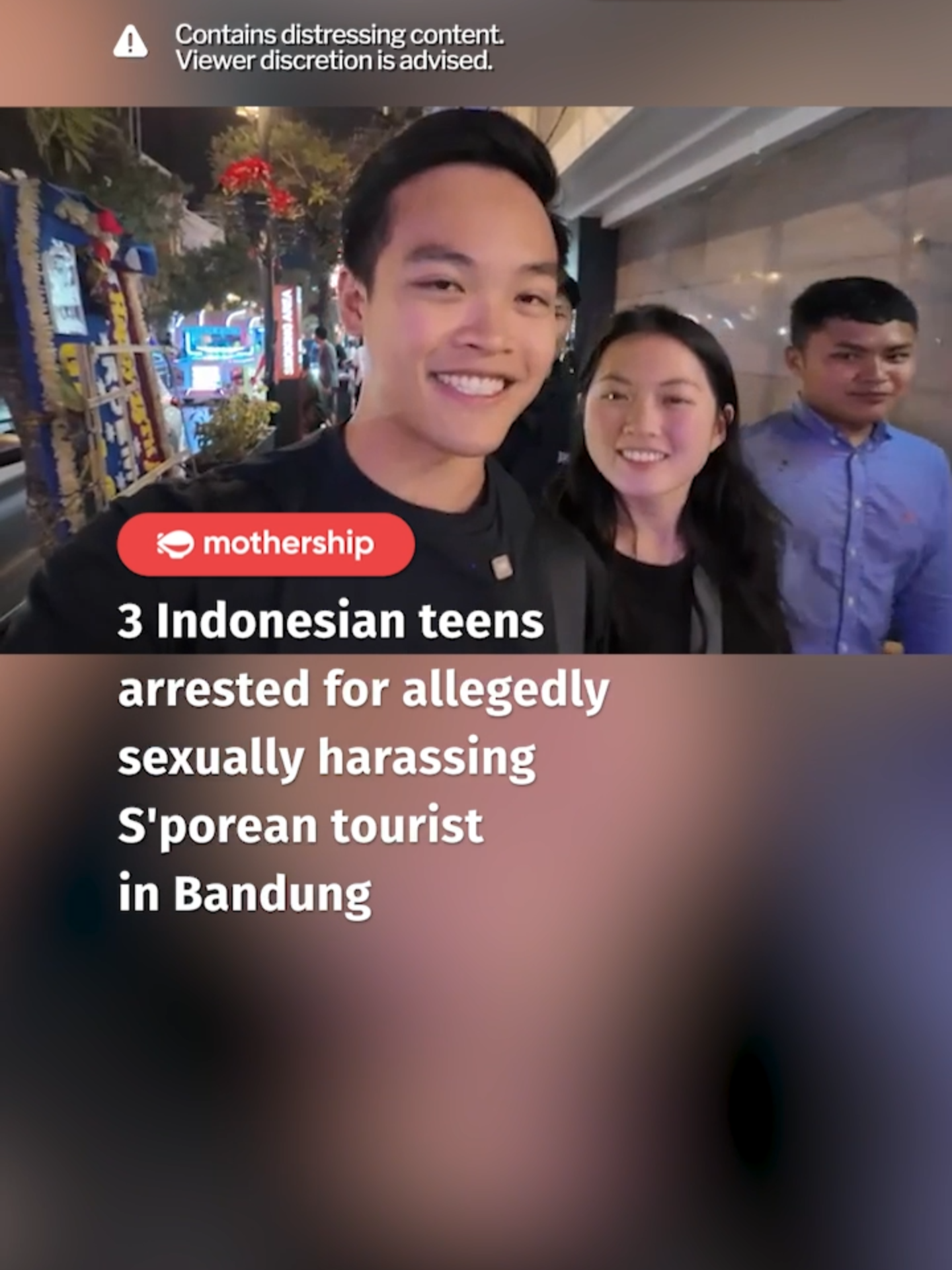 The three men had followed the couple at length, and while the husband initially thought that they just wanted to be in the video, reviewing the footage made him realise that their behaviour had been 