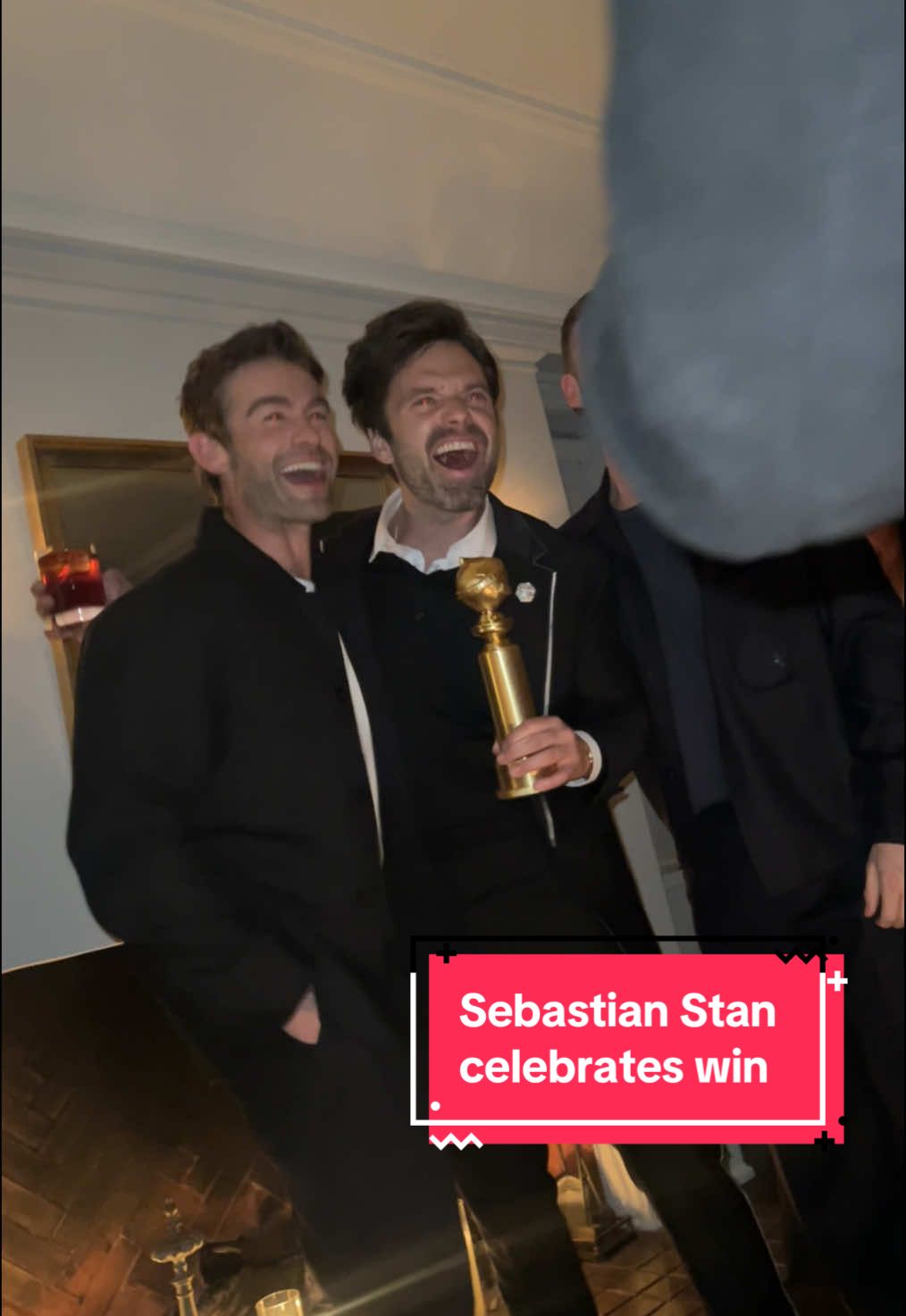 Sebastian Stan celebrating his @Golden Globes win last night at Chateau Marmont w Chase Crawford  #goldenglobes #sebastianstan #chasecrawford #chateaumarmont #fypシ #fyp #fypシ゚viral #awardseason #caa #hollywood #afterparty 