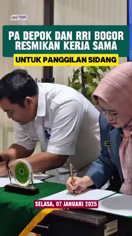 Penandatanganan Nota Kesepemahaman antara Pengadilan Agama Depok dengan Lembaga Penyiaran Publik Radio Republik Indonesia Bogor di Ruang Pimpinan PA Depok pada hari Selasa (07/01/2025).