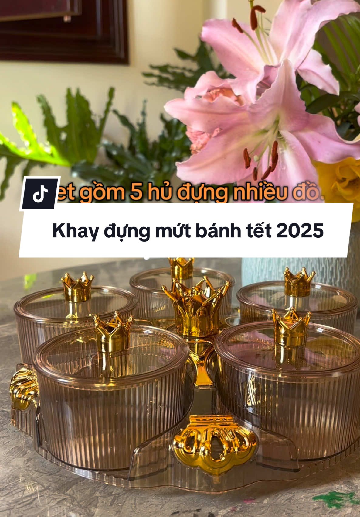 Khay đựng bánh mứt ngày tết 5 hủ tròn xoay 360• #khaydungmuttet #khaymuttet2024 #khaymuttet #khaybanhkeo #nhotinhte 