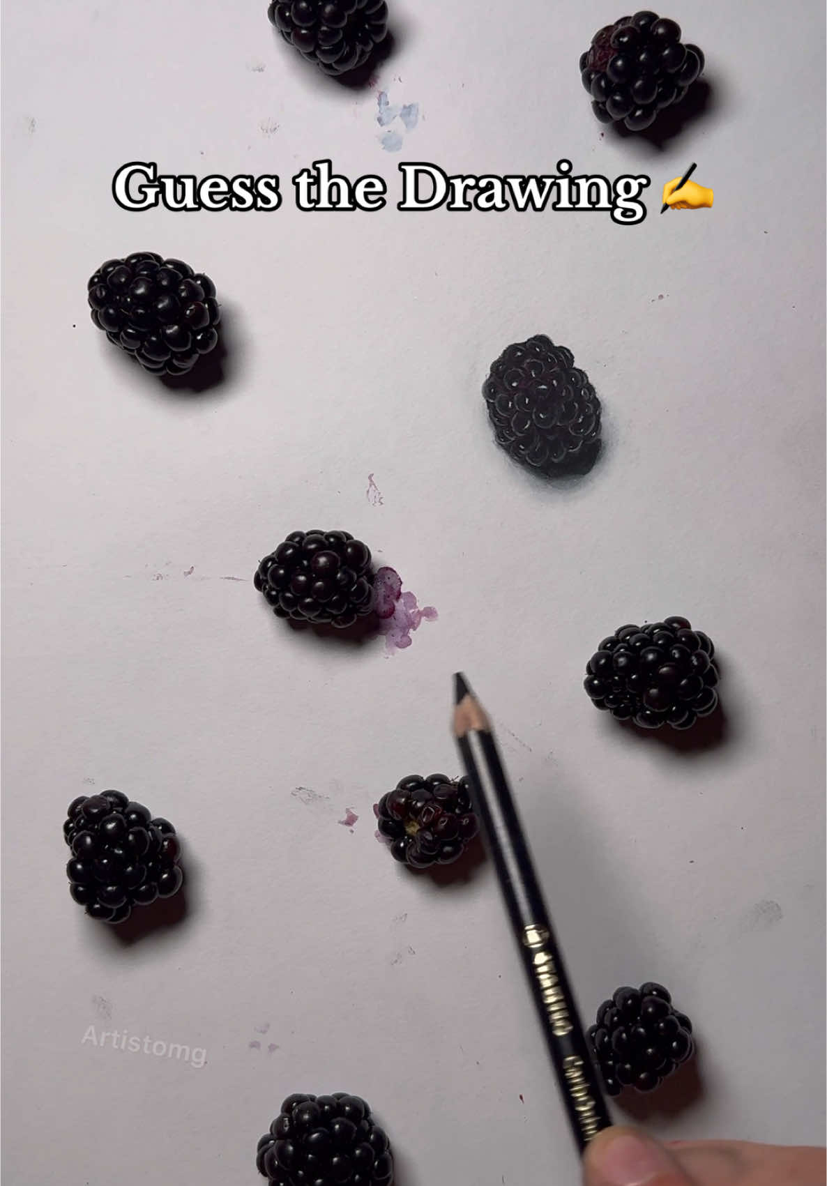 Did you Find the Blackberry Drawn?! 🤔 #artistomg #realism #drawing 